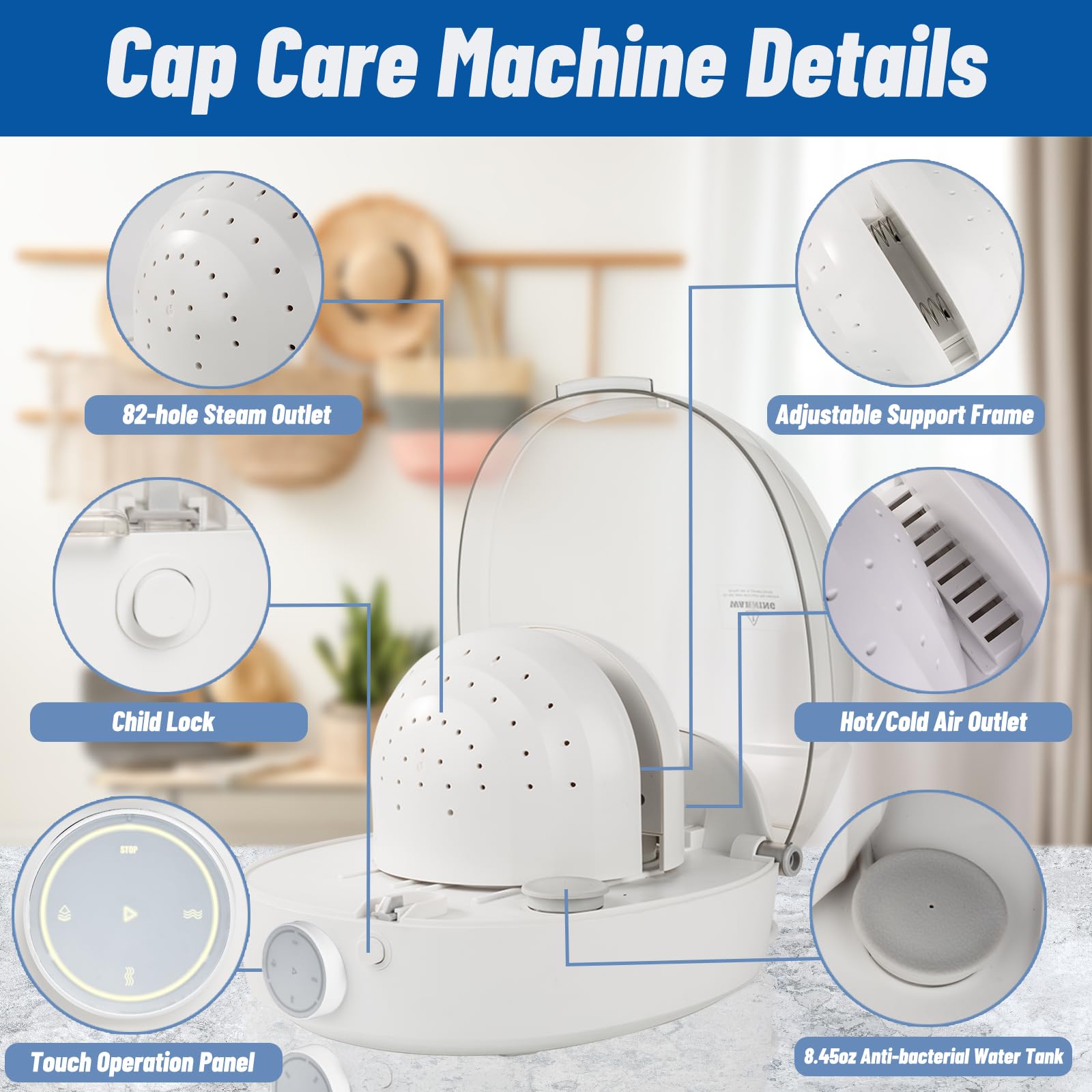 Hat Care Machine For Iron And Dry,Restore Misshapen Hat/Cap Natural Shape With Steam And Hot&Cold Wind,Keep Your Hat/Cap Clean A