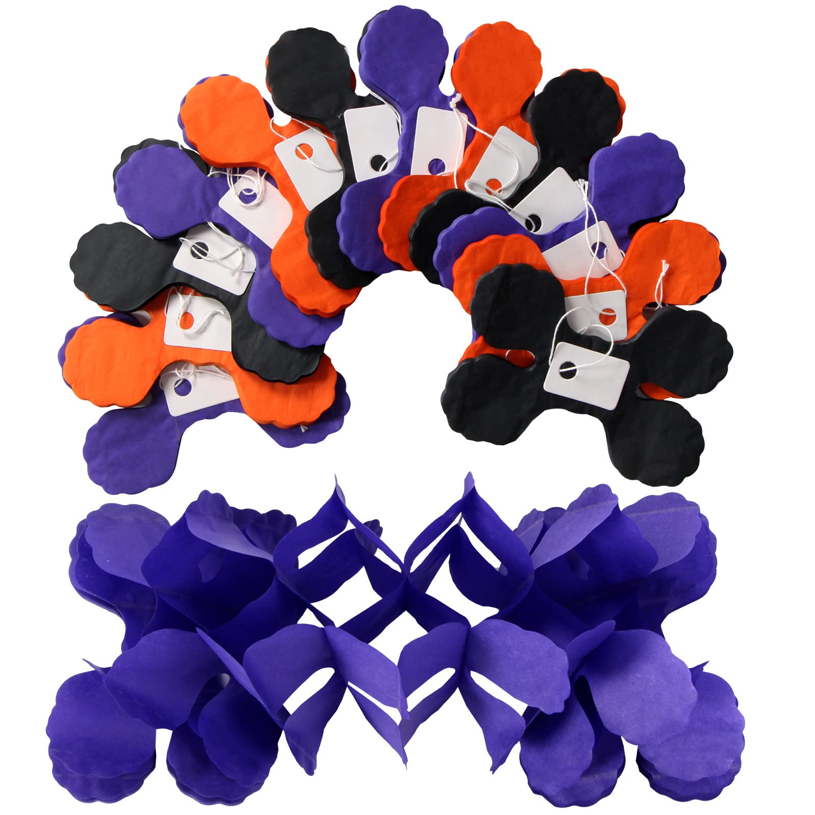 Black-Orange Purple Halloween Party-Decorations Streamers-Garland - 12Pcs 4-Leaf Clover Paper Streamer,Graduation Wedding Birthd