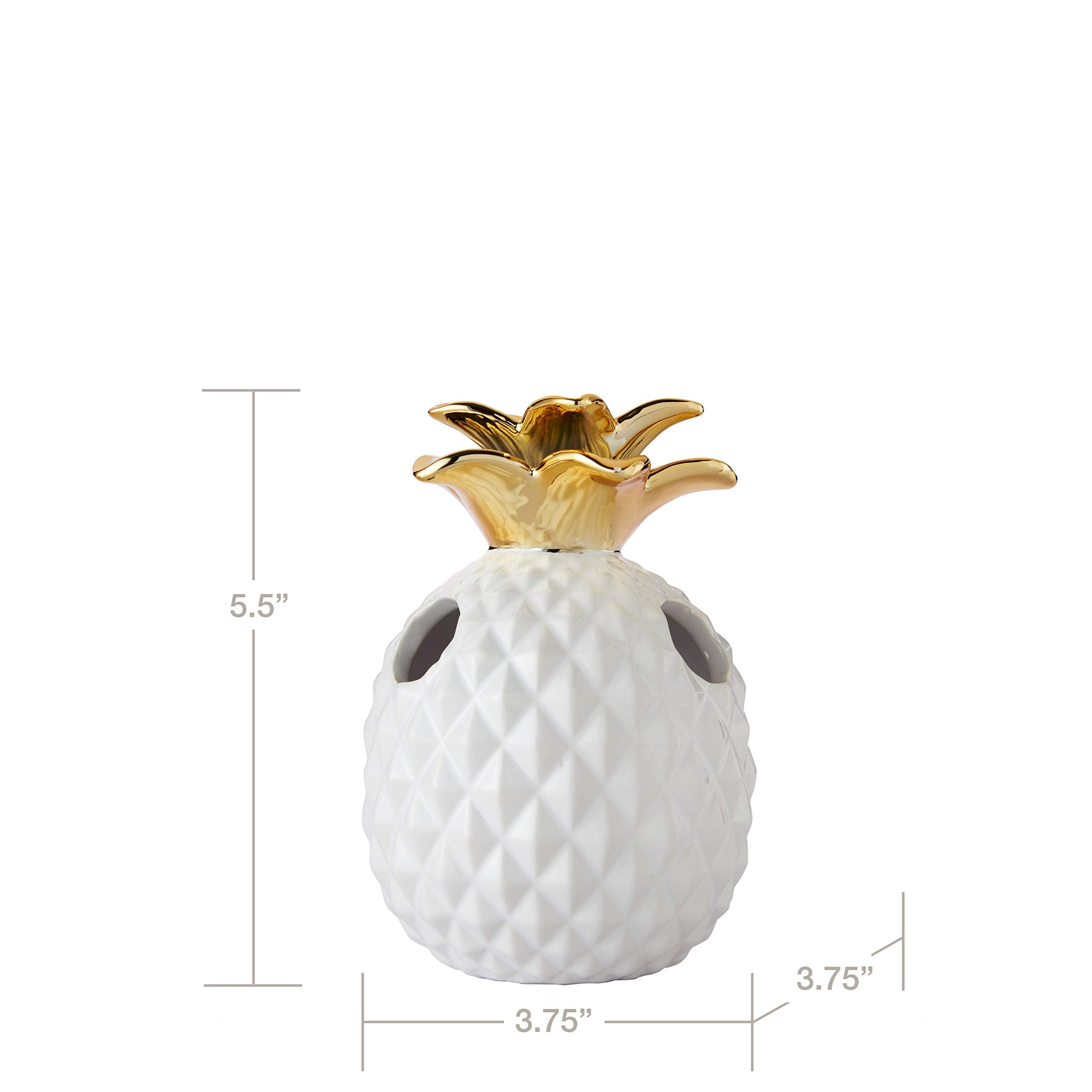 Skl Home By Saturday Knight Ltd. Gilded Pineapple Toothbrush Holder, White/Gold