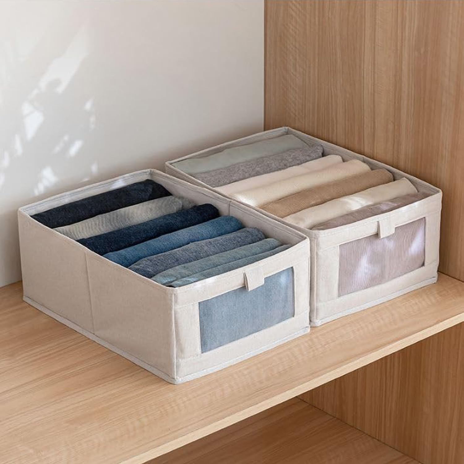 Styxon Fabric Folding Box Home Storage Baskets Clothes Bins Storage For Closet Collapsible Laundry Hamper Cotton Storage Basket 