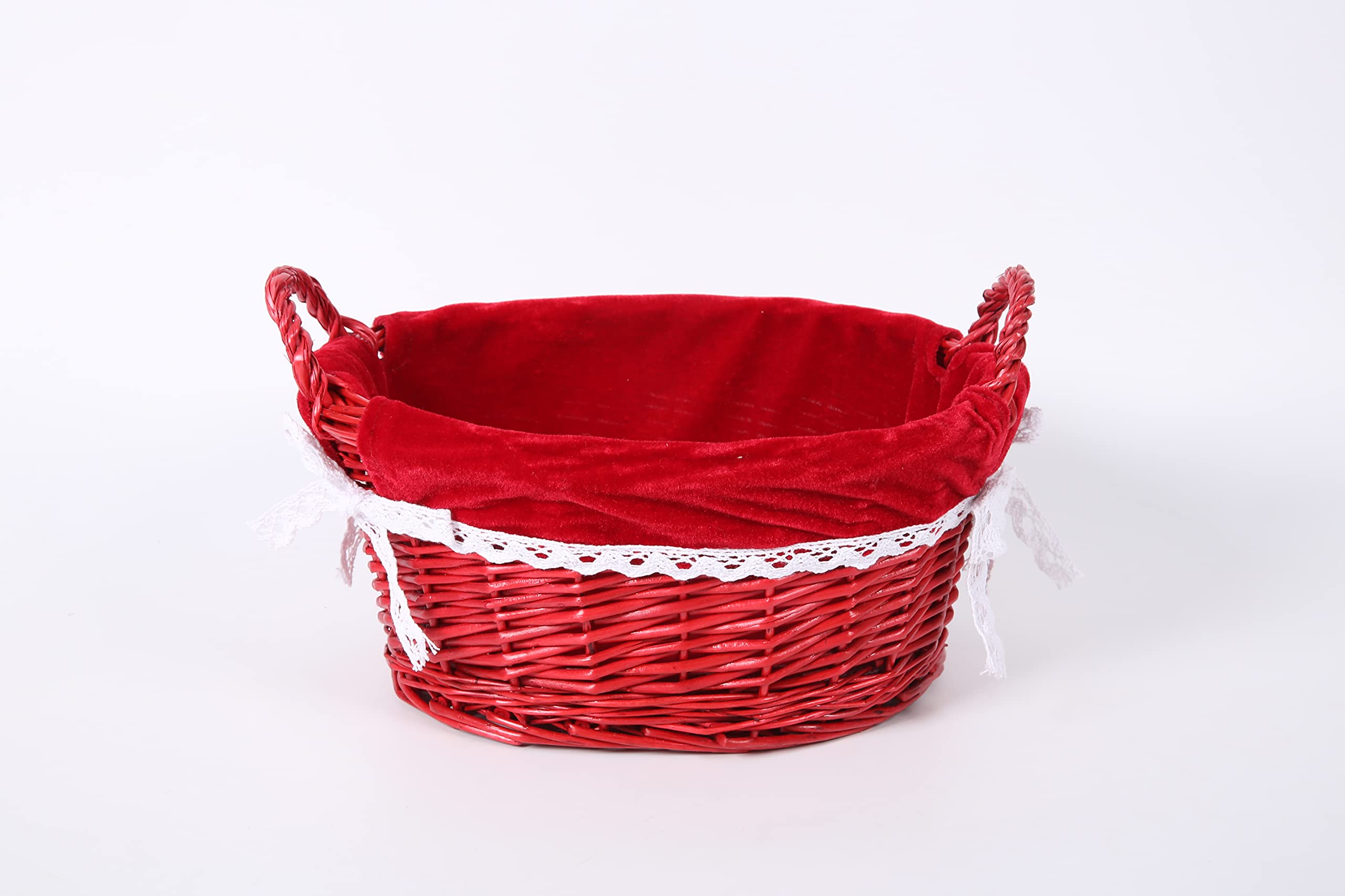 Yrhome Wicker Storage Baskets Oval Woven Basket With Handle Liner For Shelf Decorative Empty Gift Baskets Decor