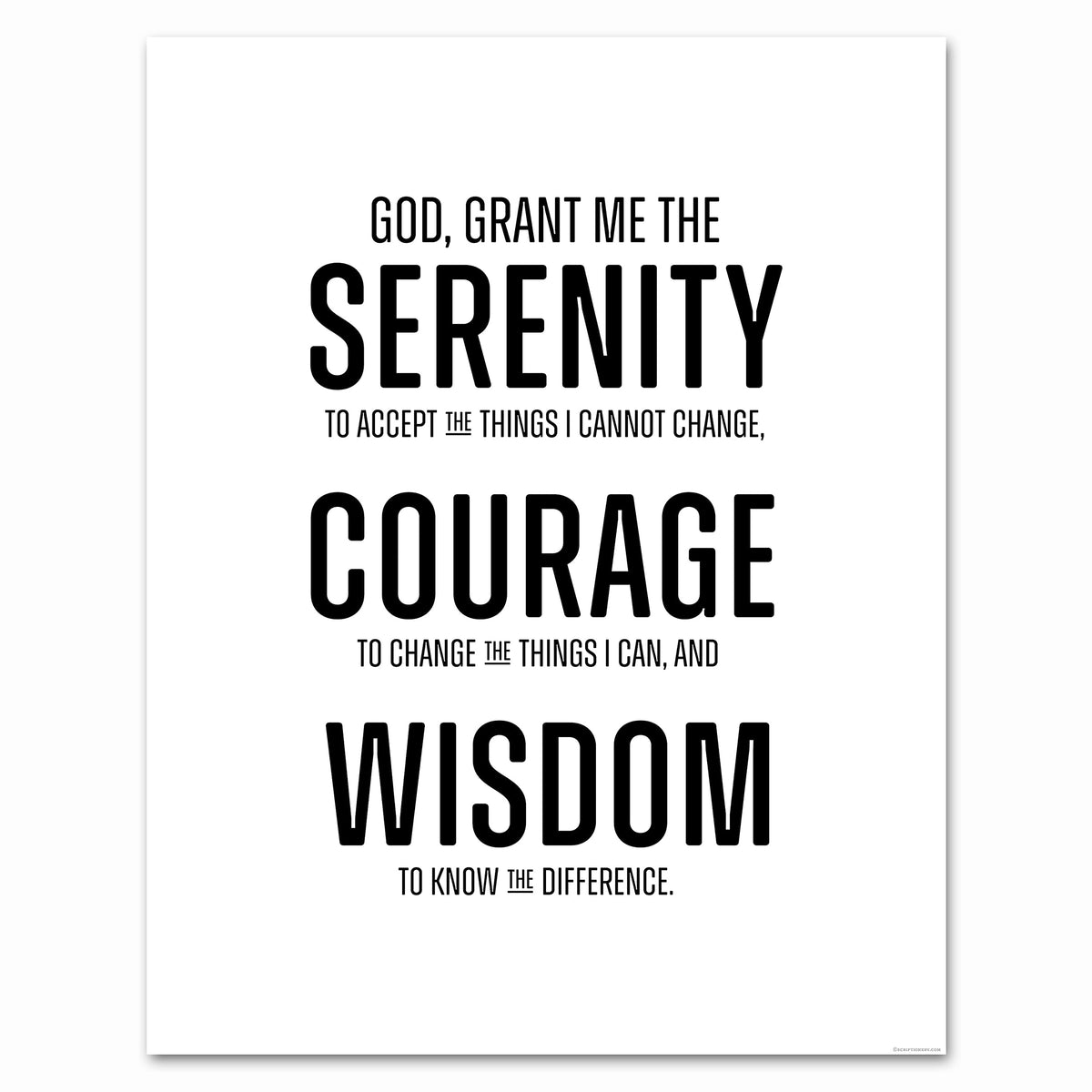 Scriptionery Serenity Prayer Wall Art - Christian Wall Art - Black And White Modern Print Scripture Wall Art -Christian Signs Ho