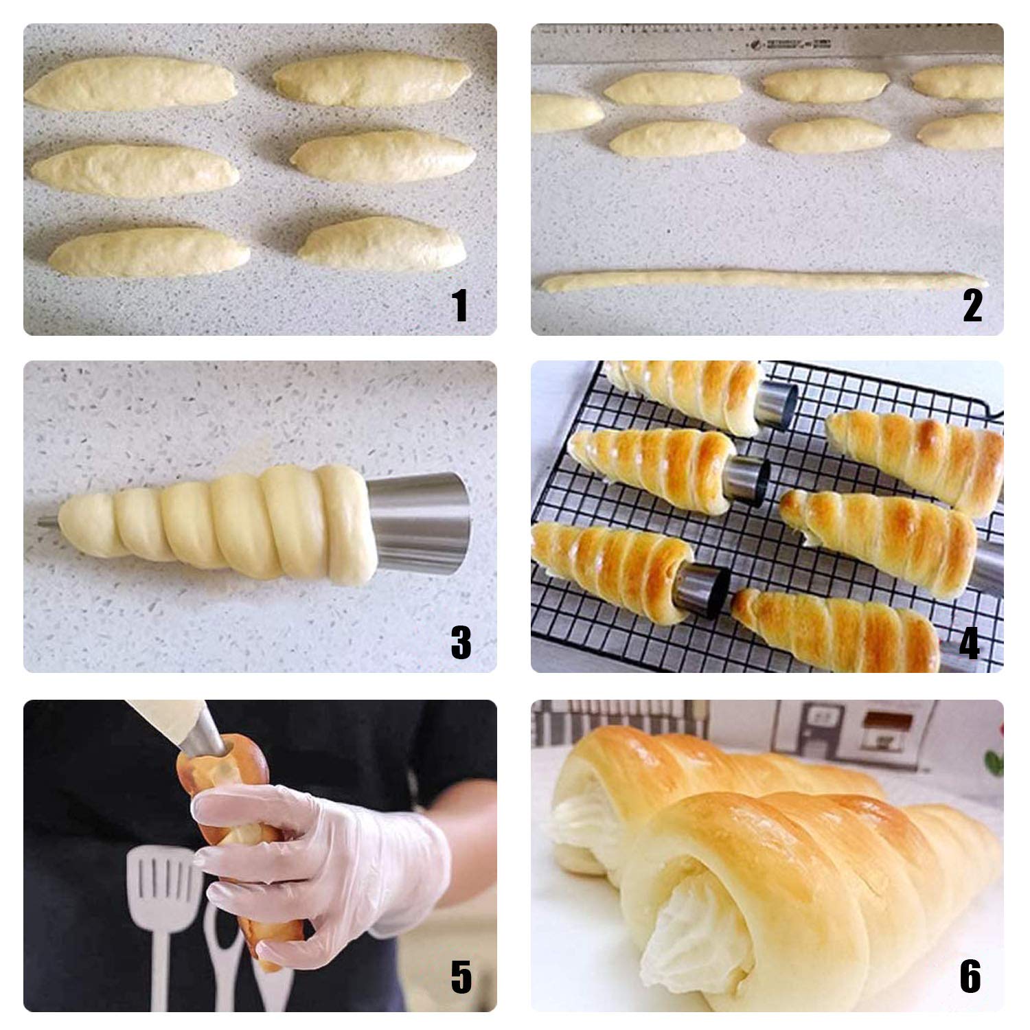 Woohome 34 Pcs Stainless Steel Cannoli Form Tubes, Cream Horn Mold, 20 Pcs Diagonal Shaped And 10 Pcs Cone Tubular Shaped Mold,B