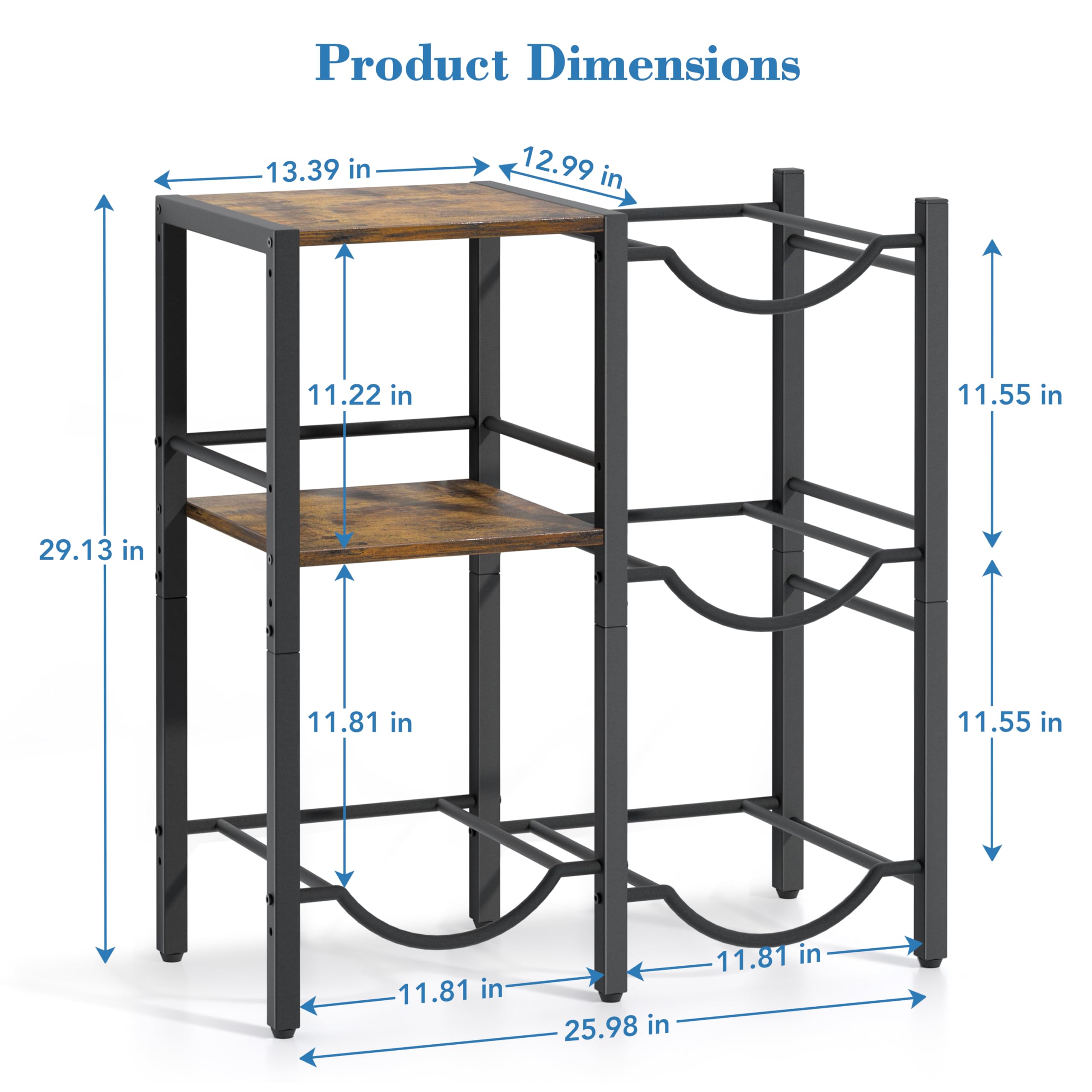 Vinaemo 5 Gallon Water Jug Holder, Water Jug Stand With Wood Storage Shelves, 5 Gal Water Bottle Holder Storage Rack With Water