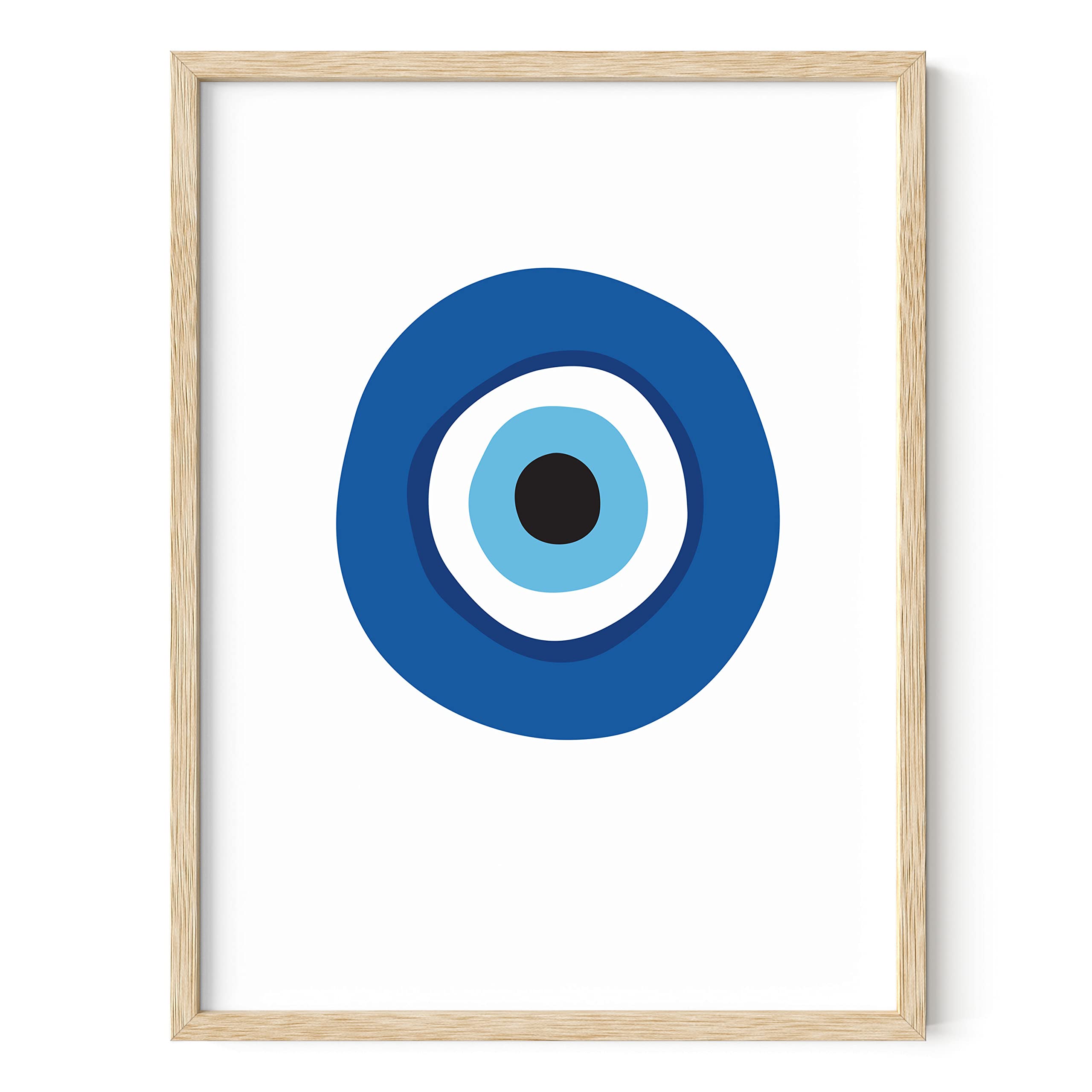 Haus And Hues Evil Eye Decor - Navy Blue Wall Art, Evil Eye Wall Decor, Mykonos Artwork, Evil Eyes Print, Big Eyes Painting Prin