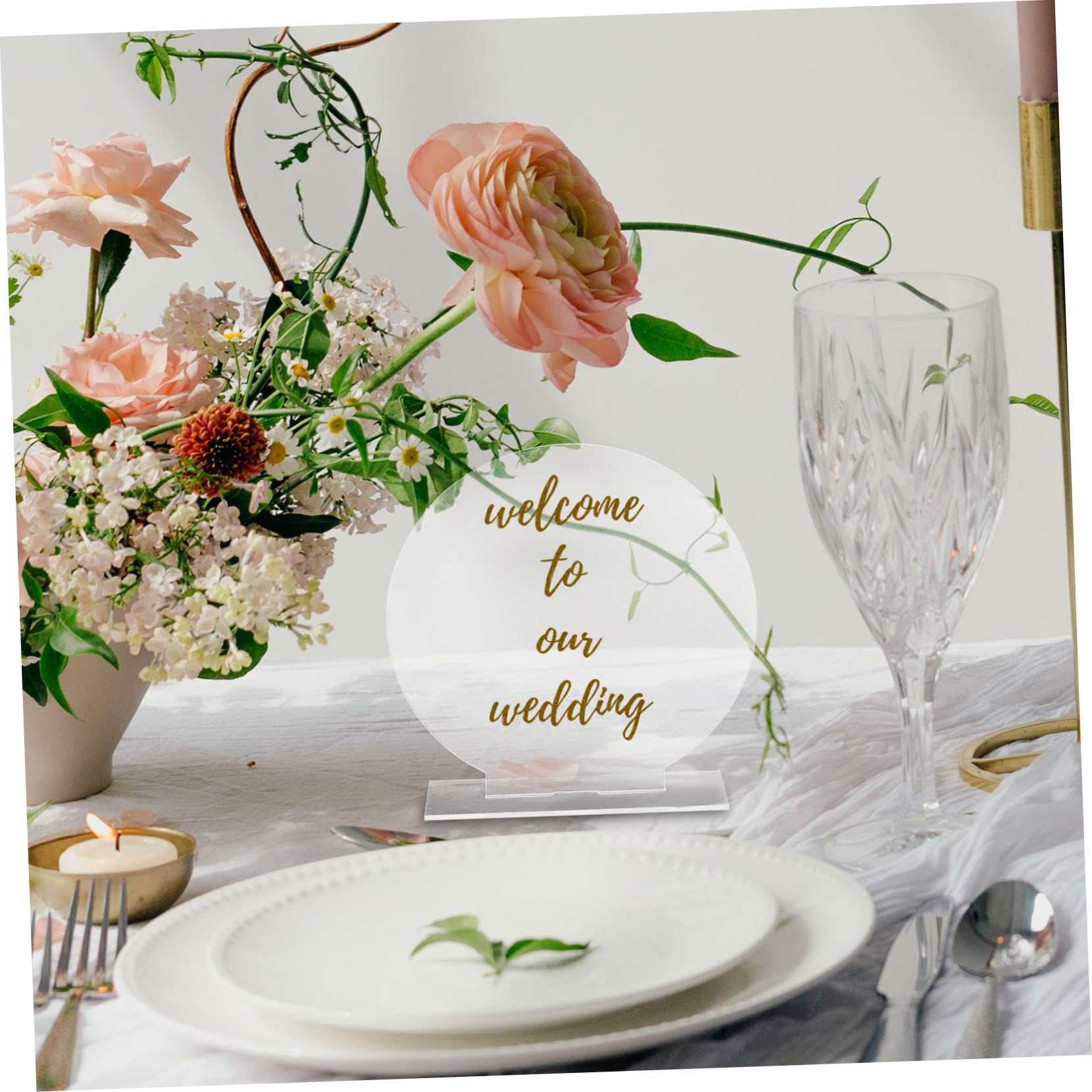 SHOWERORO Reserved Seating Signs Wedding Acrylic Sign Stand 6 Pack Wedding Party Favor