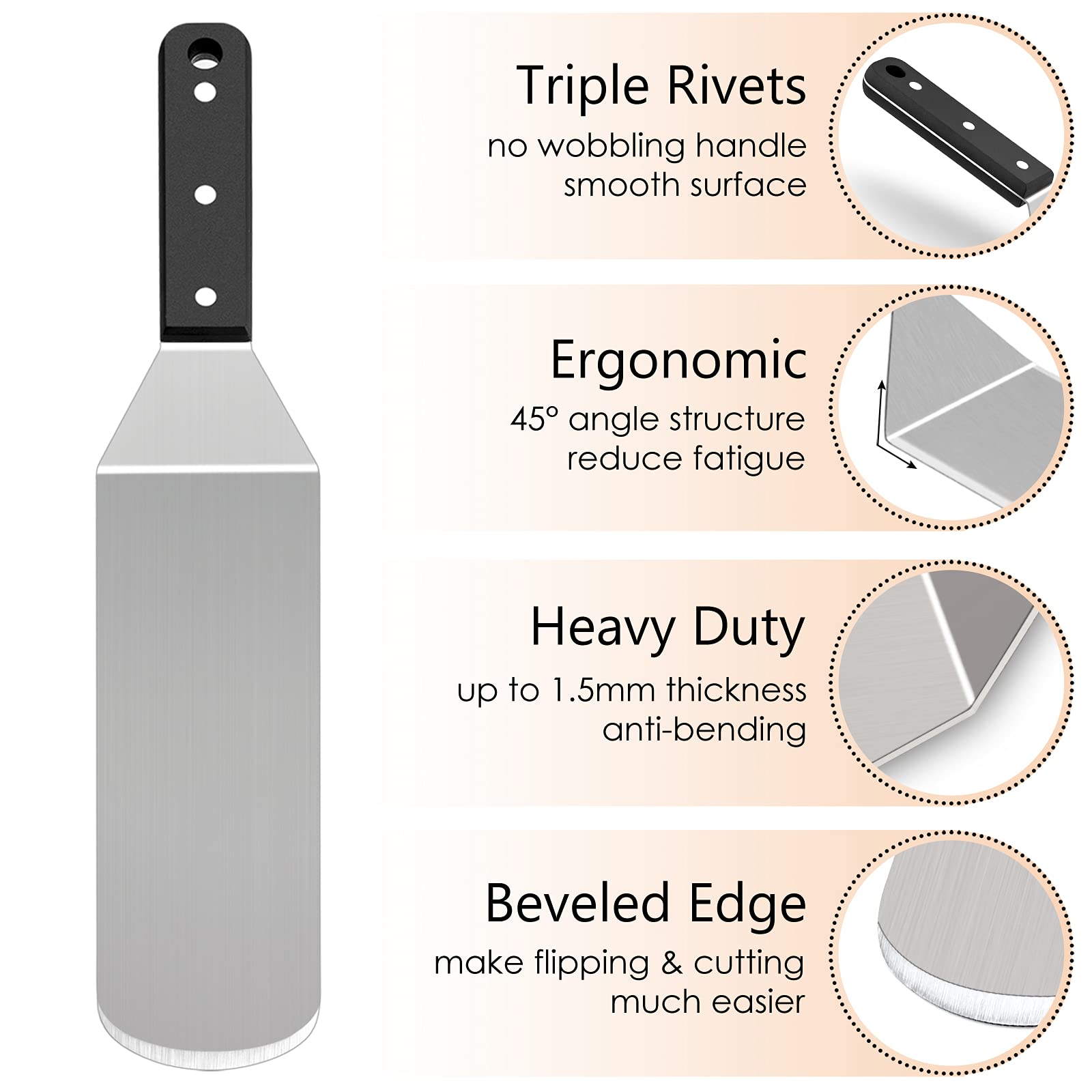 Hasteel Griddle Accessories Set, Stainless Steel Griddle Tools Kit Of 10 For Flat Top Teppanyaki Bbq Cooking Camping, 12    Melt