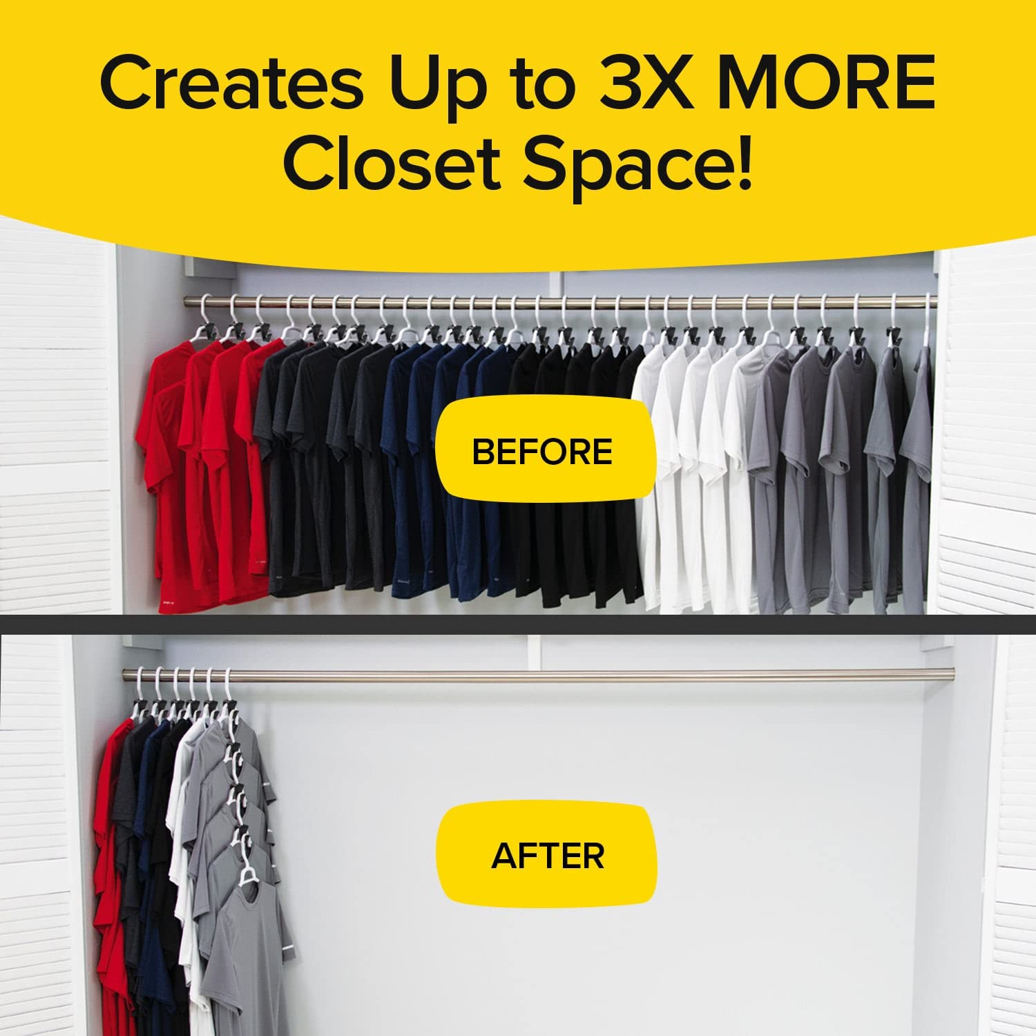 New Ruby Space Triangles, 4 Pack, As-Seen-On-Tv Ultra- Premium Hanger Hooks Triple Closet Space 72 Pc Value Pack, Black