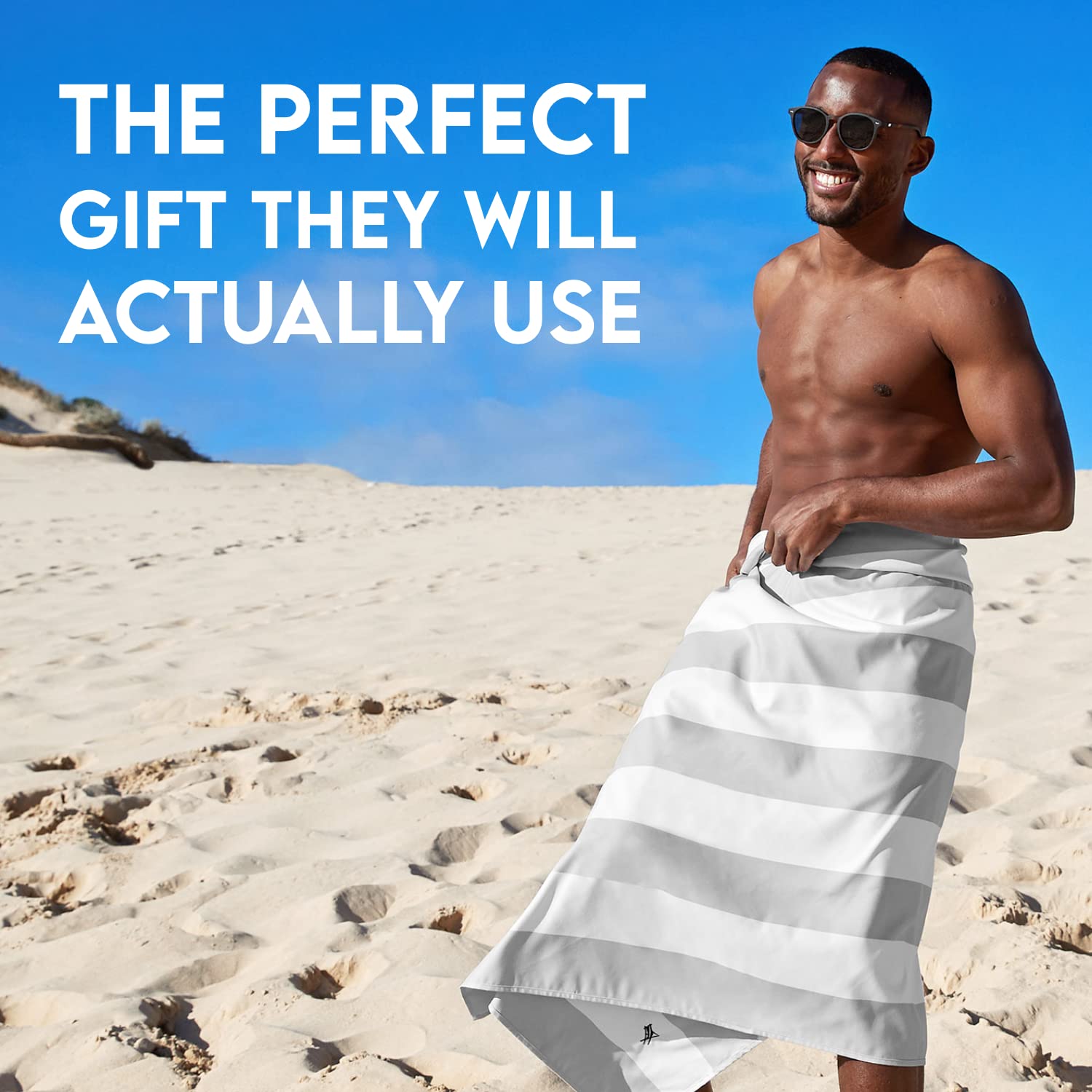 Dock & Bay Beach Towel - Quick Dry  Sand Free - compact  Lightweight - 100% Recycled - Includes Bag - cabana Light - goa grey - Large (160x90cm  63x35)