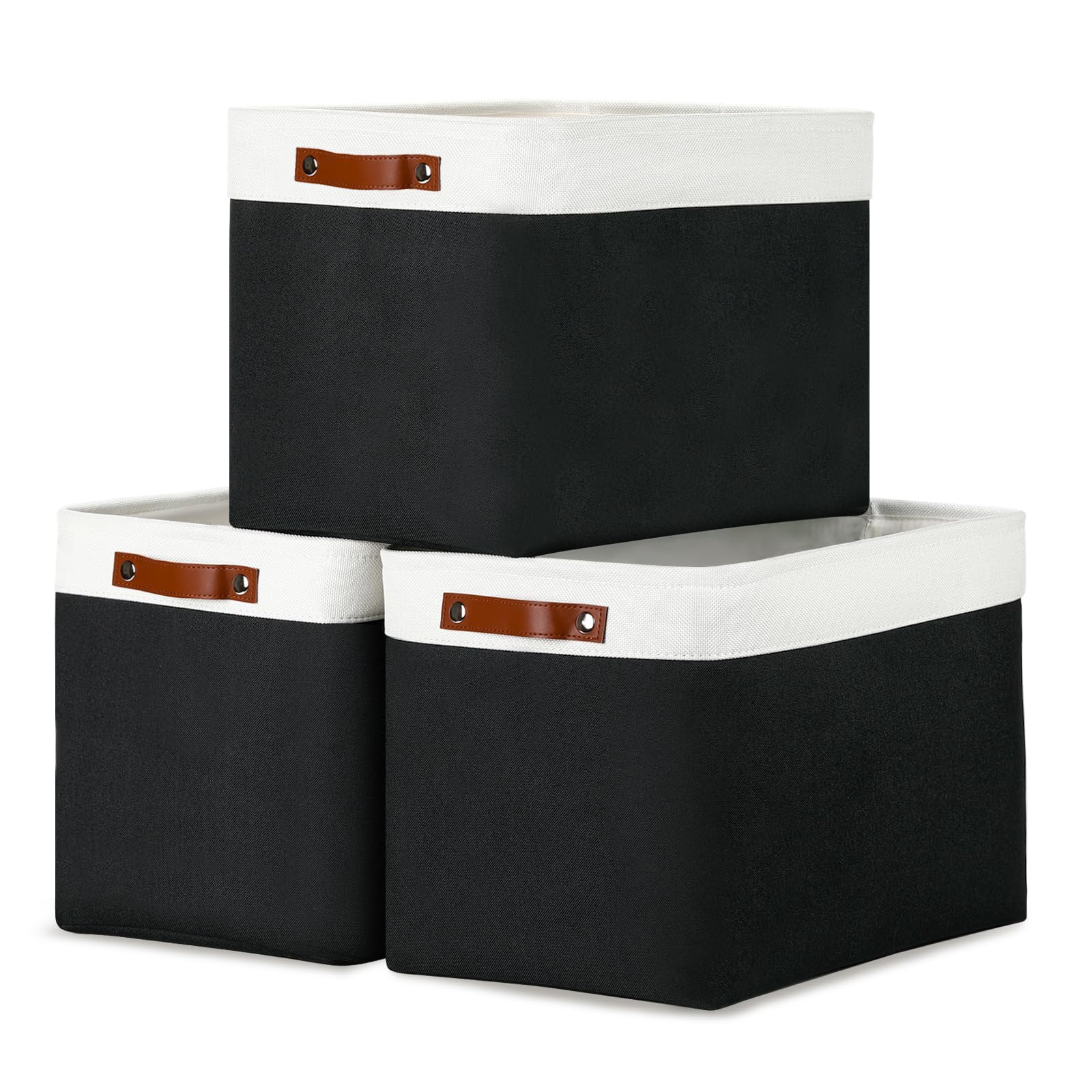 Dullemelo Large Storage Baskets Fabric Storage Bins, Canvas Storage Basket For Shelf Toys, Decorative Large Storage Bins With Ha