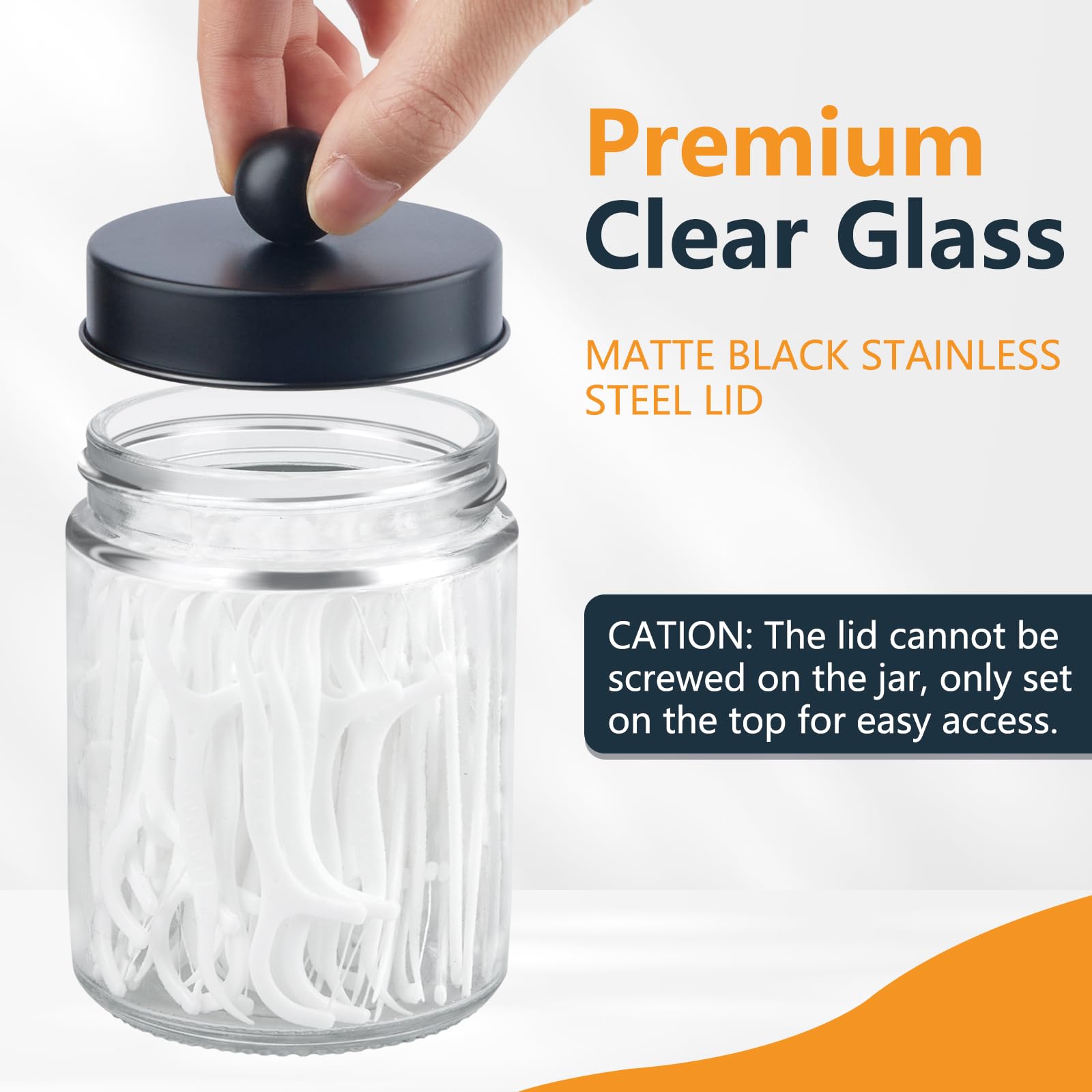 2 Pack Glass Apothecary Jars With Lids And Labels - Bathroom Counter Storage Jars, Qtip Holders Vanity Countertop Canisters (Cle