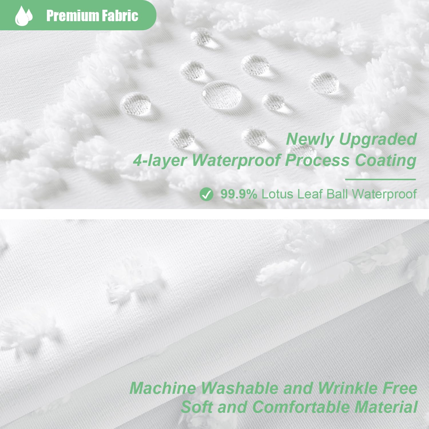 Dynamene Extra Long Shower Curtains, 84 Inches Long Boho Tufted Geometric Striped Fabric Shower Curtains For Bathroom, Tall Shab