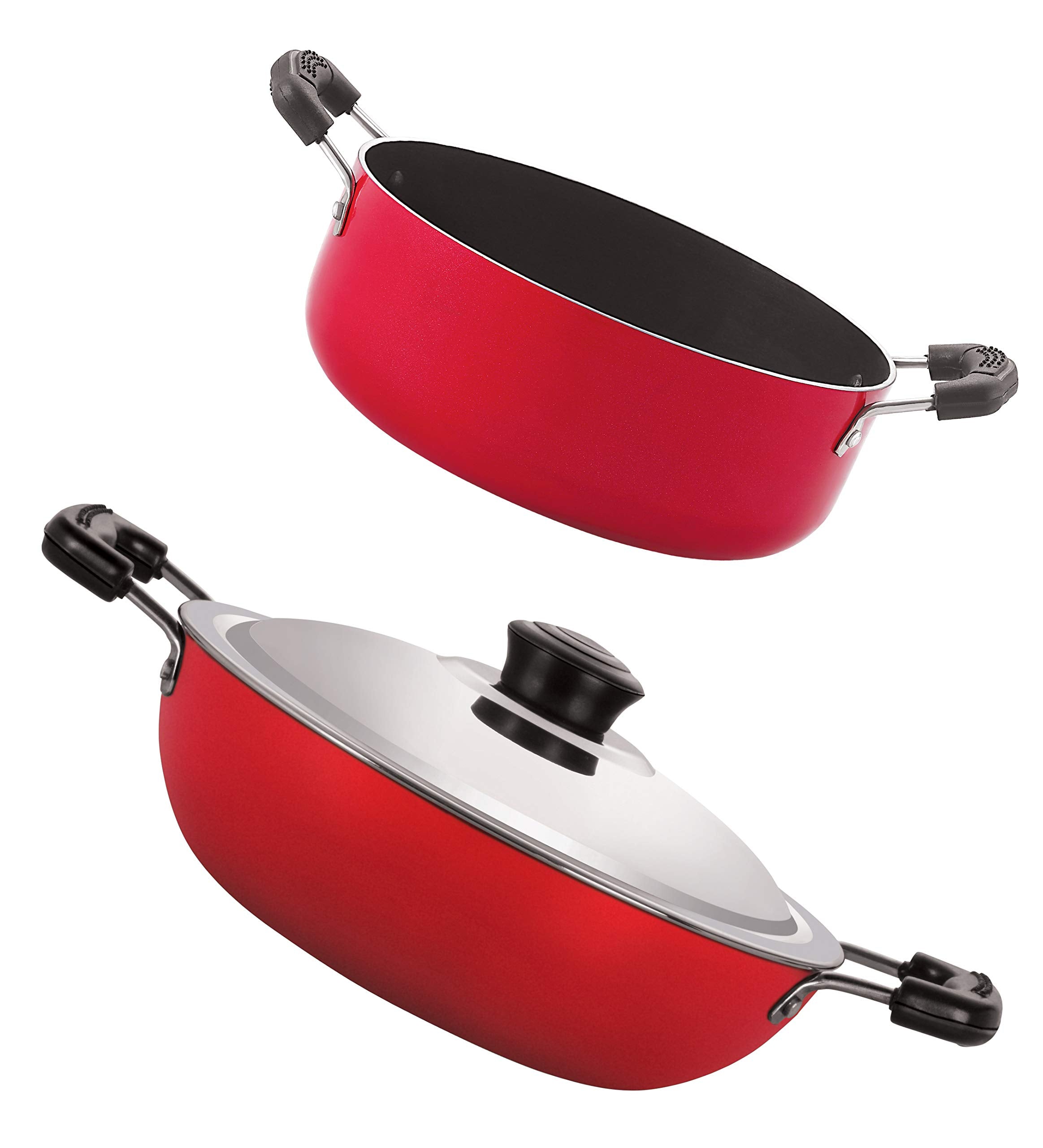Nirlon NonStick Aluminium Dishwasher Safe Deep Kadhai And Casserole Combo Cookware Set With Stainless Steel Lid