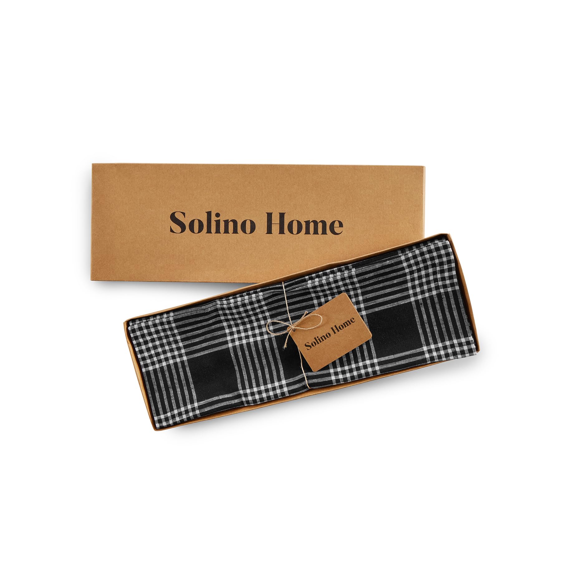 Solino Home Linen Square Plaid Placemats Set Of 4 - 100% Pure Linen Black And White Glen Check Cloth Placemats 14 X 14 Inch - Wa