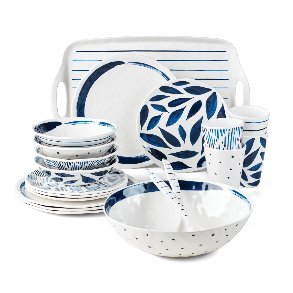 Lenox 895324 Blue Bay Melamine 20-Piece Dinnerware Set, Lightweight Me ...