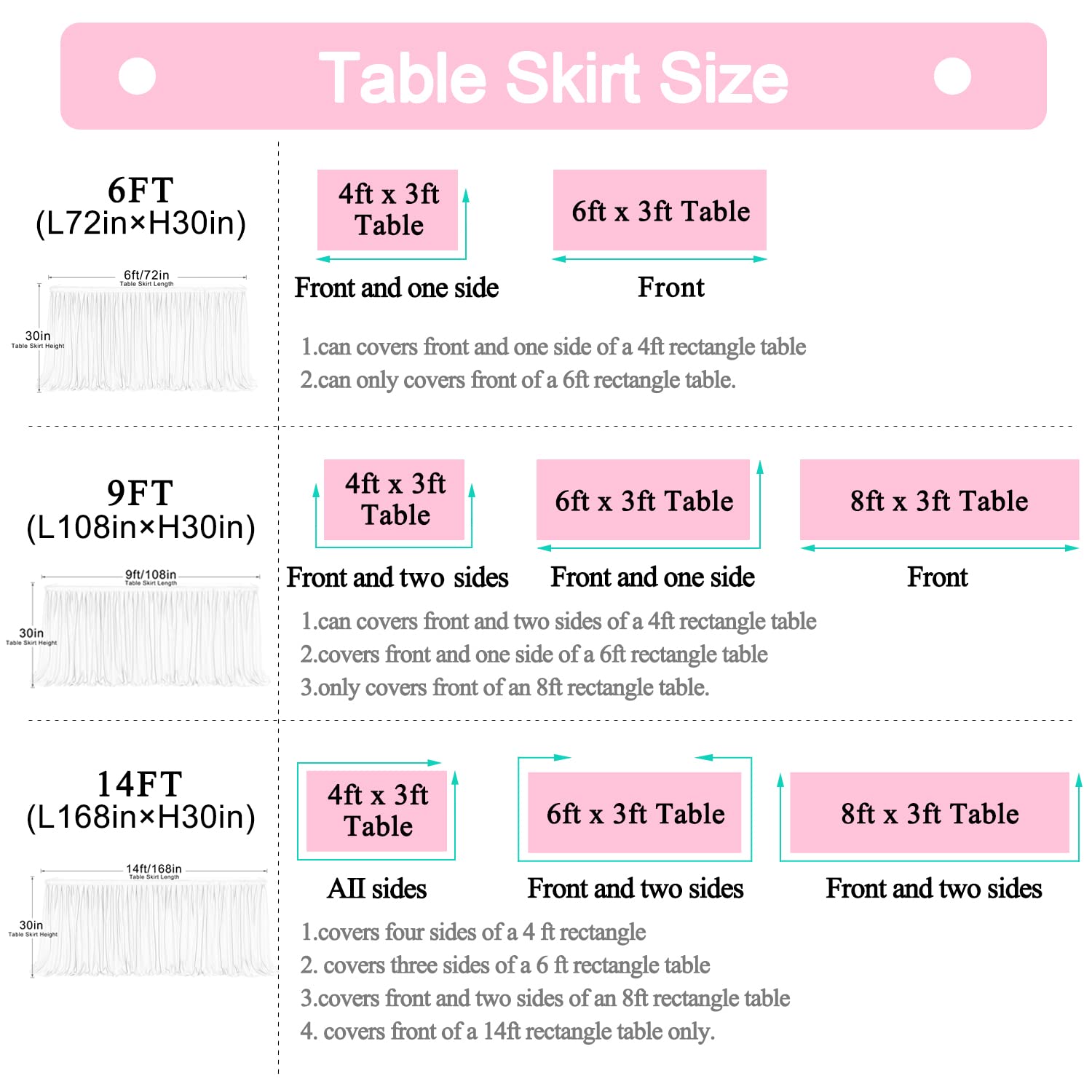 Suppromo 9Ft Black Tulle Table Skirt For Rectangle Table Or Round Table Tutu Table Skirt For Birthday Party Baby Shower Wedding