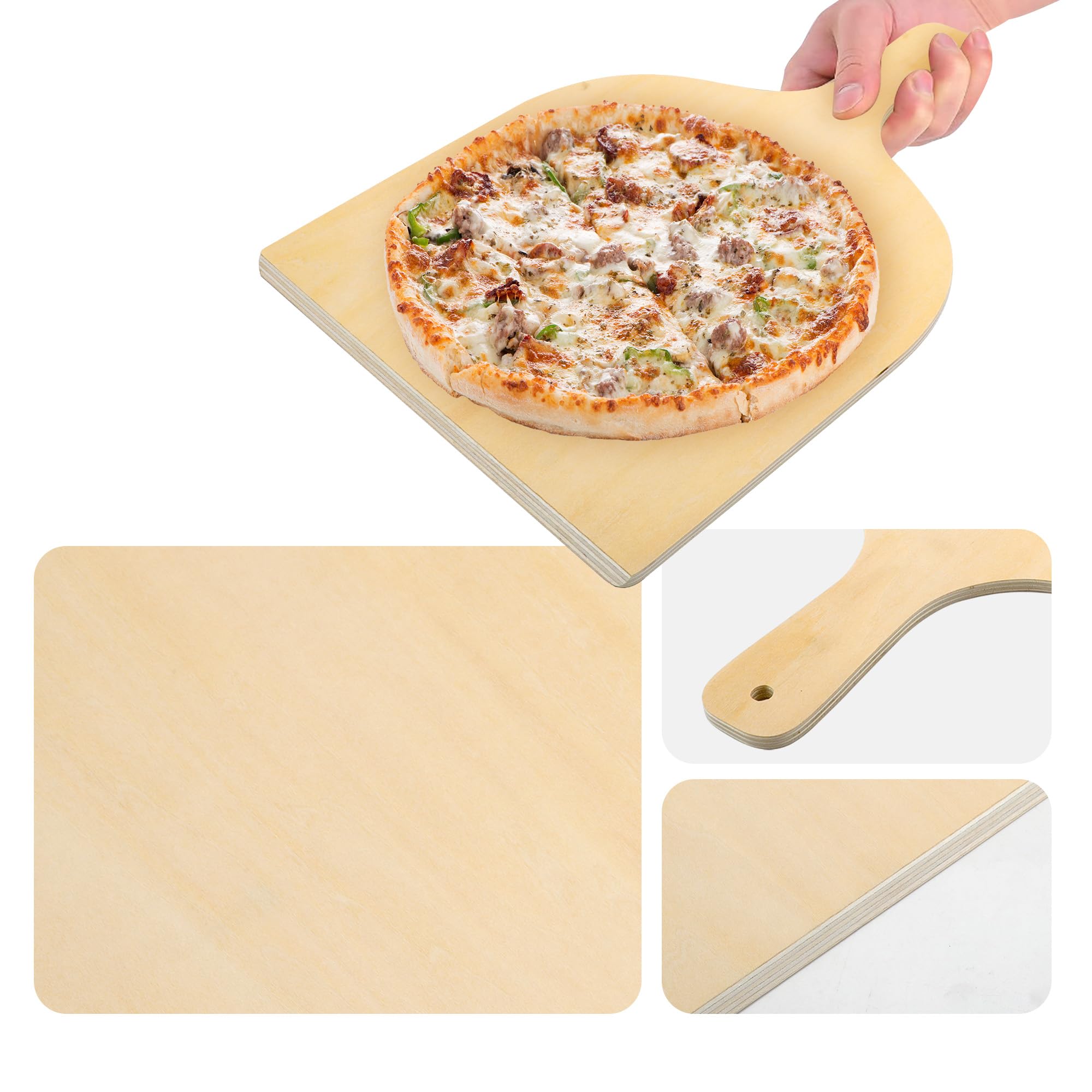 Kejjnyer 5 Pack Wood Pizza Peel, 12 X 16 Inch Wooden Pizza Paddle Large Natural Pizza Spatula Paddle With Handle For Baking Pizz