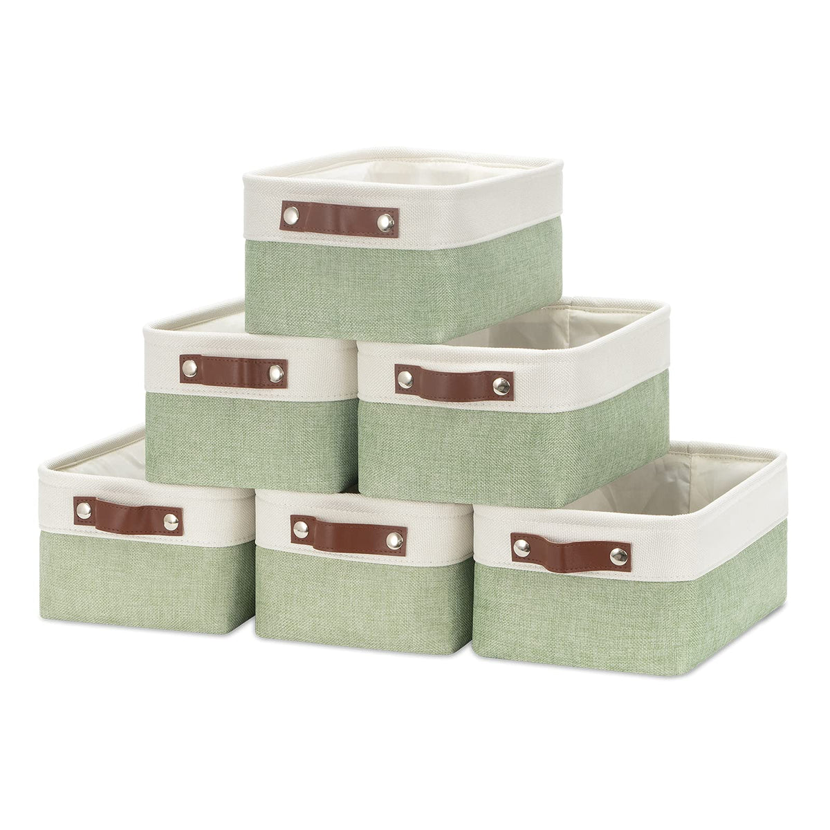 Hnzige Collapsible Storage Baskets For Shelves(6Pack) Small Fabric Bins With Handles, Linen Baskets Organizer Bins For Organizin