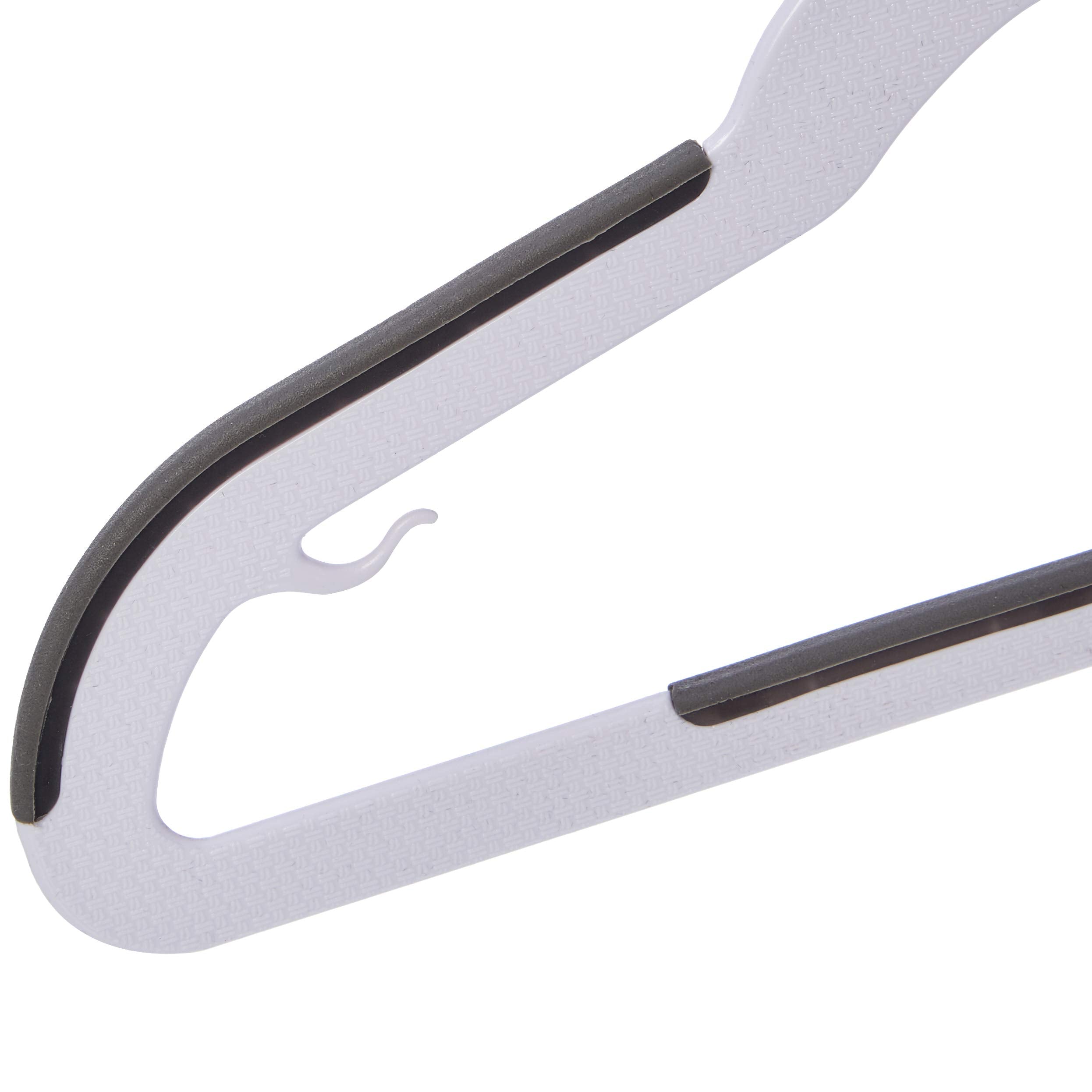Amazon Basics Plastic Kids Clothes Hangers With Non-Slip Pad, 30-Pack, White And Black, 12.8'' W X 8'' H X 0.3'' D