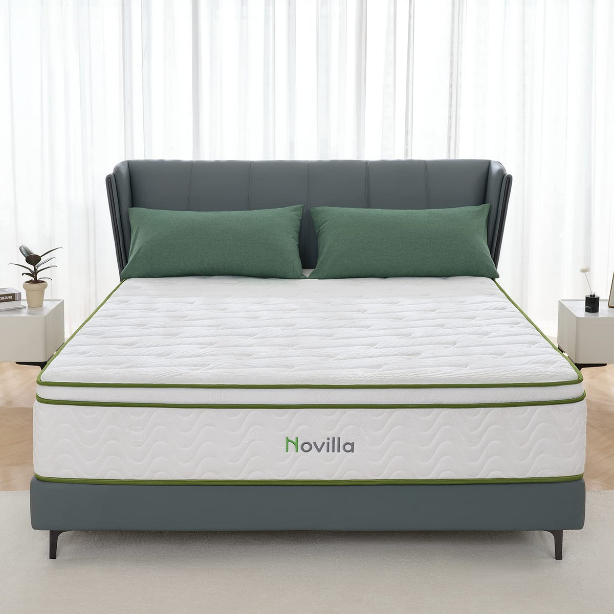 Novilla King Size Mattress, 10 Inch Hybrid Mattress With Memory Foam & Pocketed Coil For Durable Support & Motion Isolation, Med
