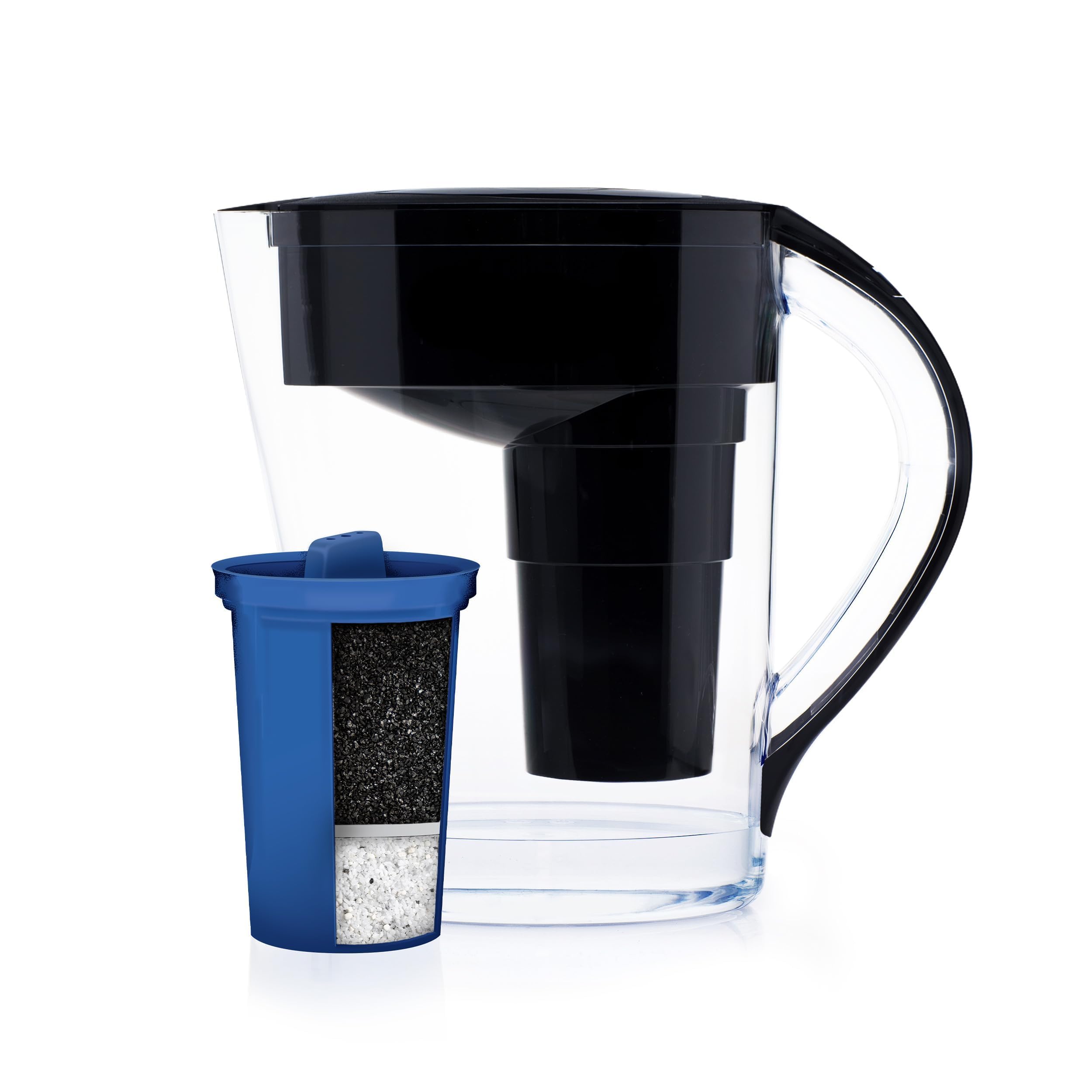 Santevia Mina Alkaline Water Filter Pitcher | 9-Cup At Home Water Filter That Adds Minerals And Makes Water Alkaline | Chlorine