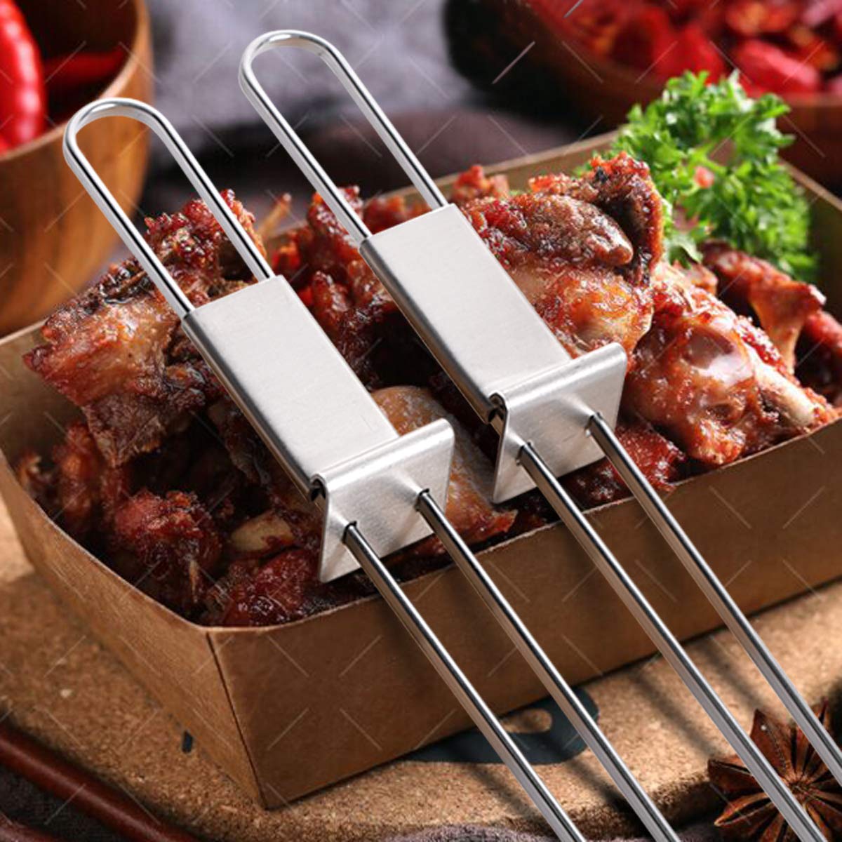 Barbecue Skewers  CMYK 6-Pack 13'' Stainless Steel Grilling Skewers with Slider  Reusable Metal BBQ Shish Kabob Skewers Sticks