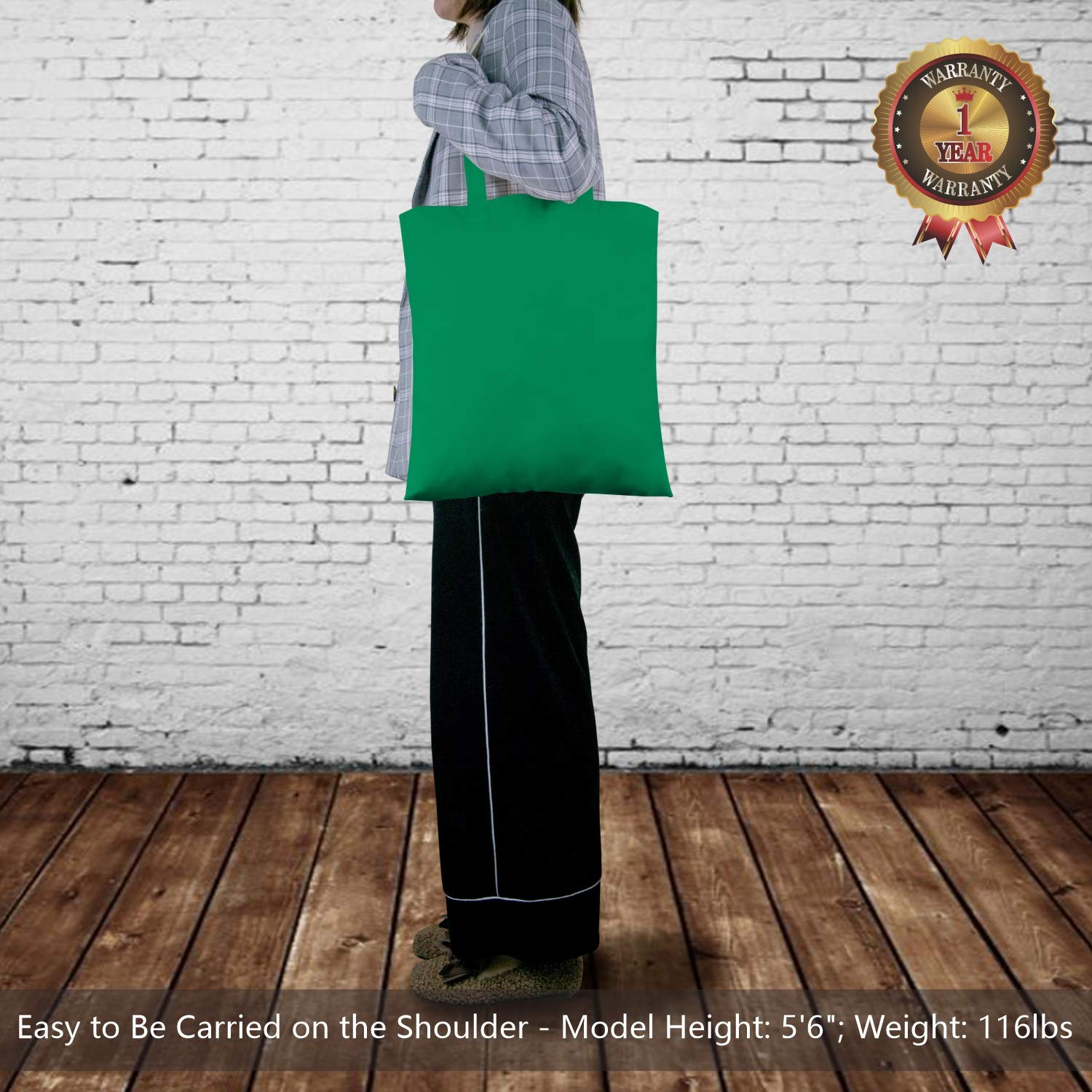 Topdesign 6-Pack Economical 16''X15'' Kelly Green Cotton Tote Bag, Lightweight Medium Reusable Grocery Shopping Cloth Bags, Suit