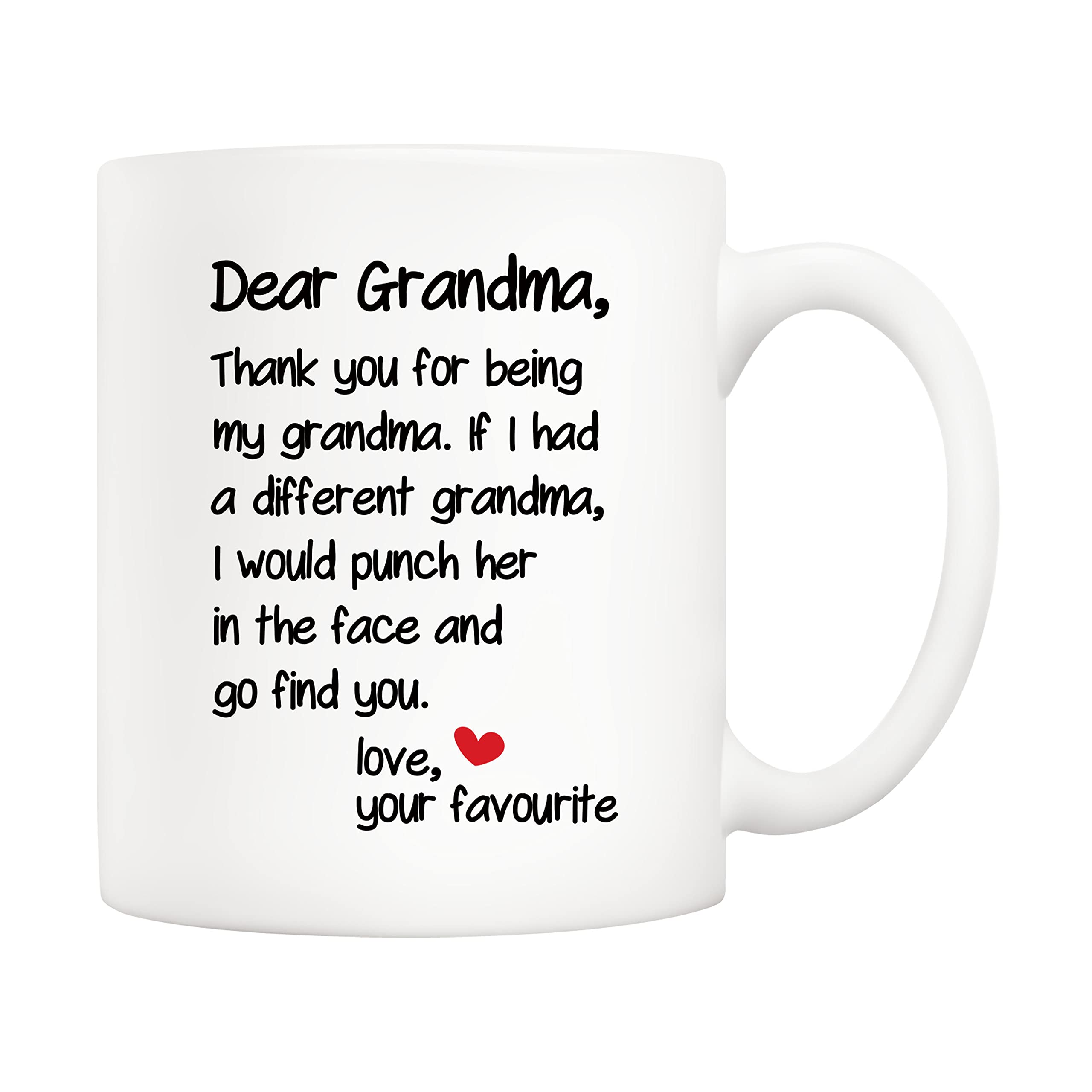 5Aup Mother'S Day Funny Grandma Coffee Mug Christmas Gifts From Grandson Granddaughter, Dear Grandma, Thanks For Being... Love Y