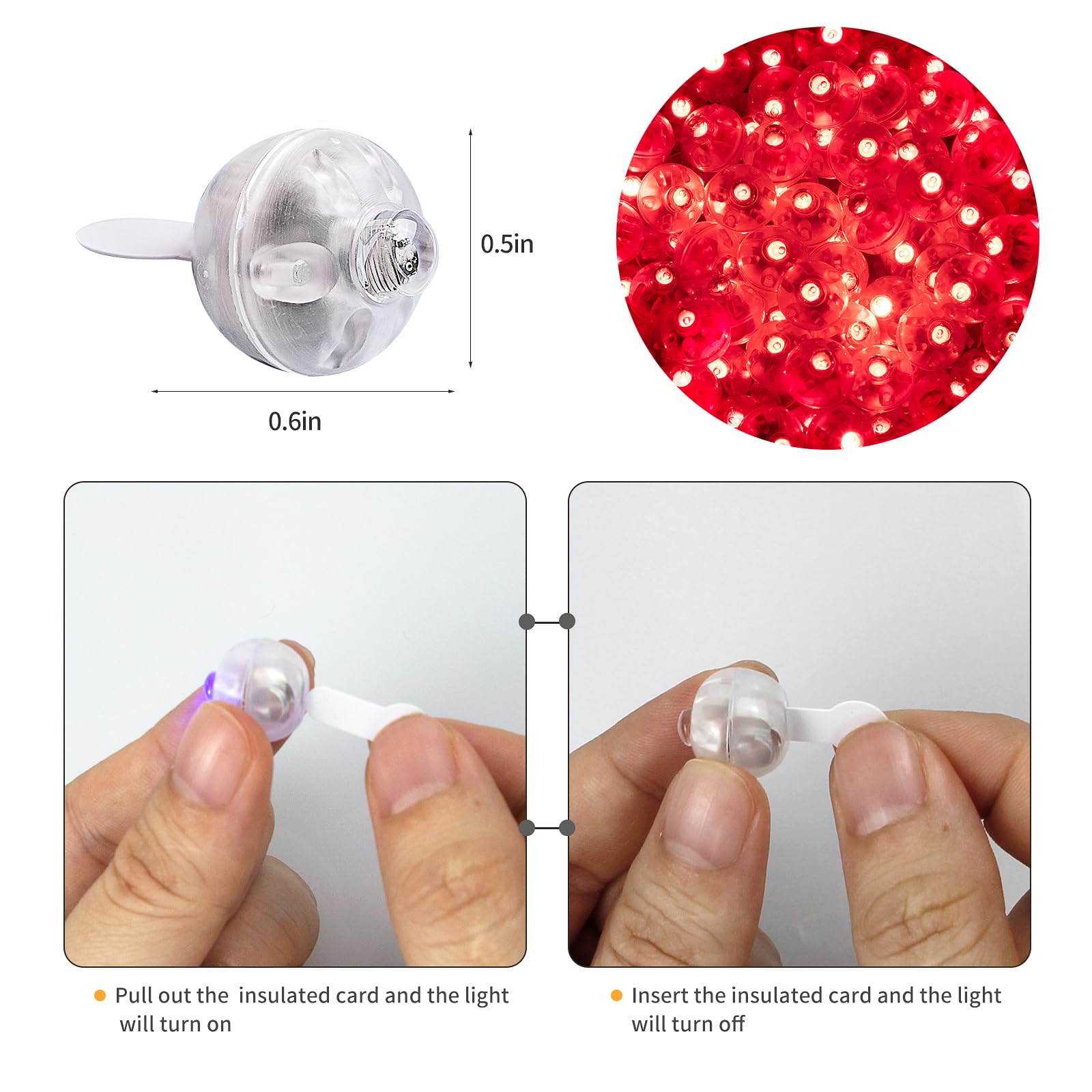 Aogist 50Pcs Red Balloon Lights,Long Standby Time Waterproof Mini Light,Battery Powered,Round Led Ball Lamp For Latex Balloon Pa