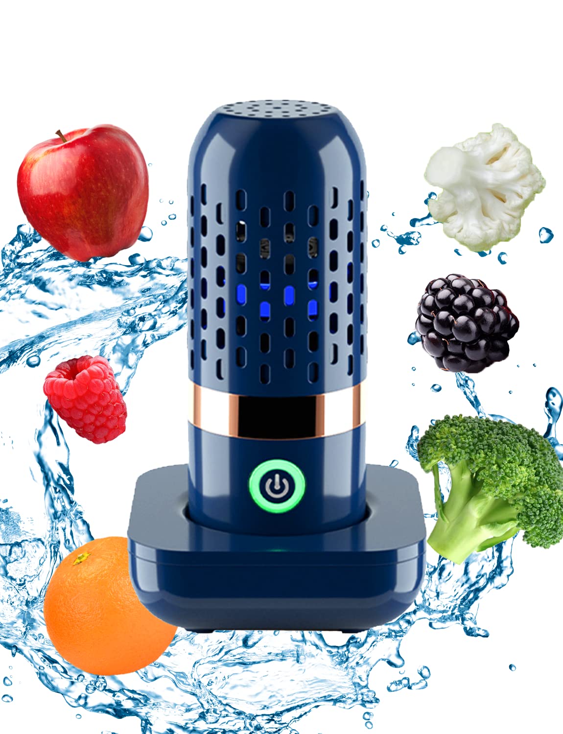 Bcrto Vegetable And Fruit Cleaner Machine, Aquapur Water-Proof Fruit Cleaning Device With Oh-Ion Purification Technology 250Min
