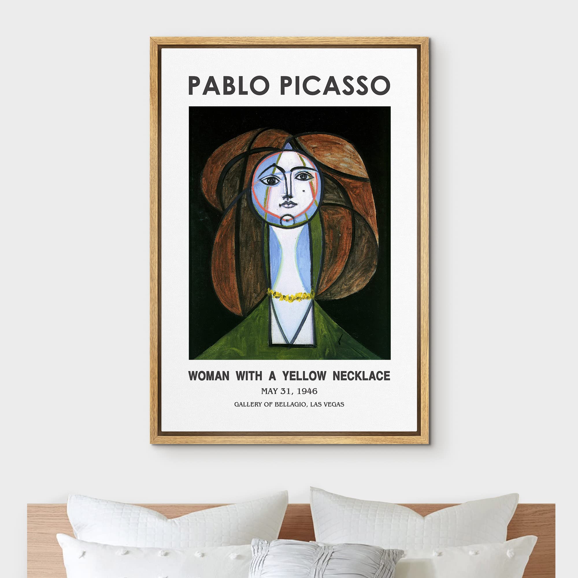 Idea4Wall Framed Canvas Print Wall Art Woman With Yellow Necklace By Pablo Picasso Historic Cultural Illustrations Fine Art Trad