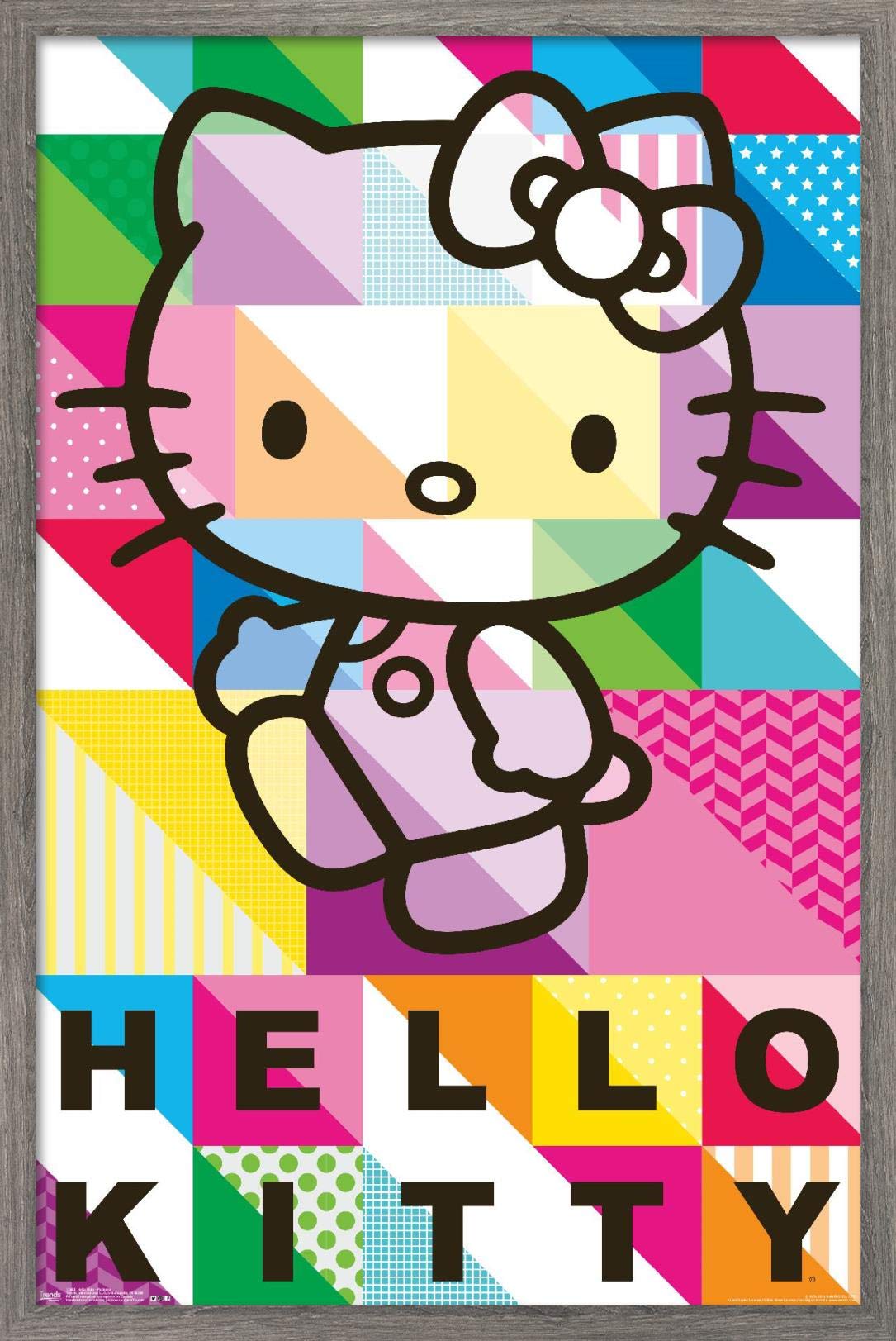 Trends International Hello Kitty - Patterns Wall Poster, 14.725'' X 22.375'', Barnwood Framed Version