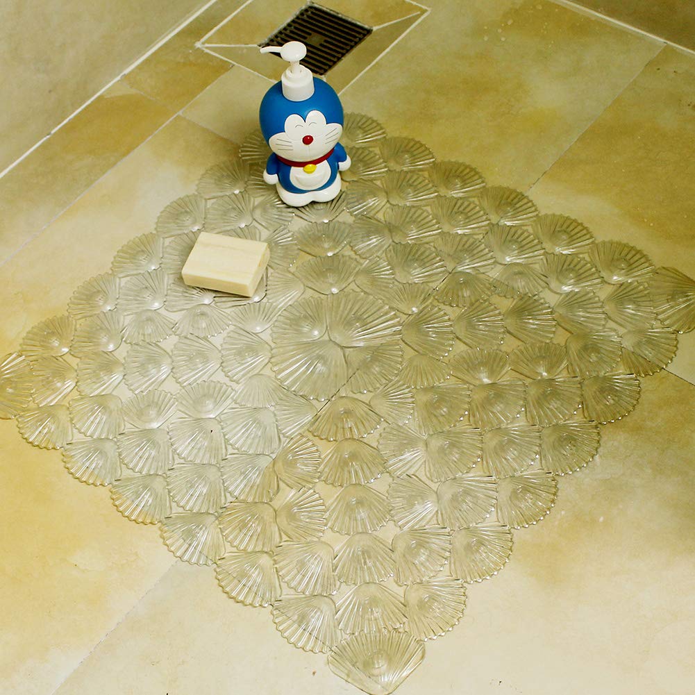 Non-Slip Bathtub Mat 21X21(For Smooth Non-Textured Tubs Only), Machine Washable Square Bath Tub Shower Mat With Suction Cups
