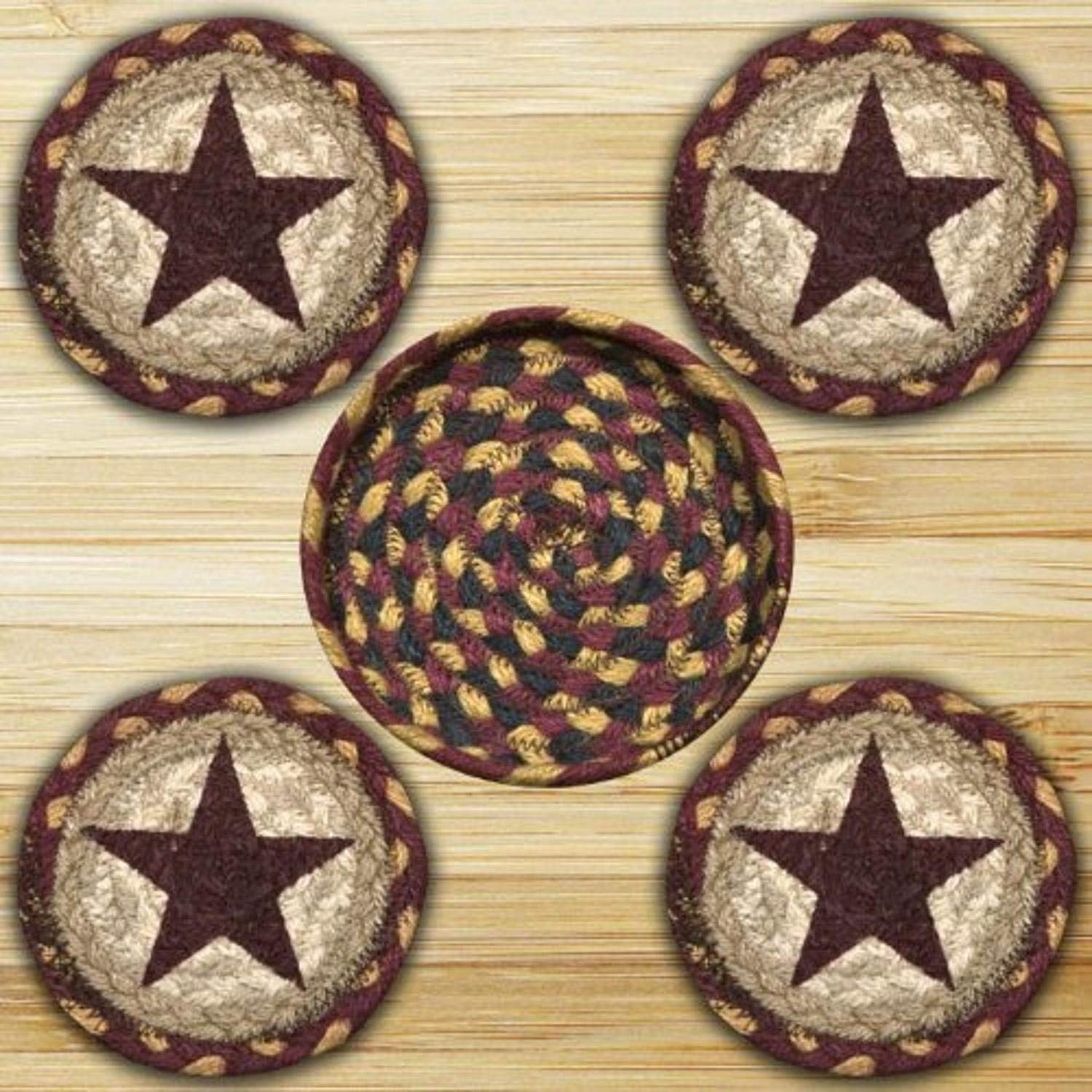 Earth Rugs 29-CB357BS Coaster Set, 5, Burgundy