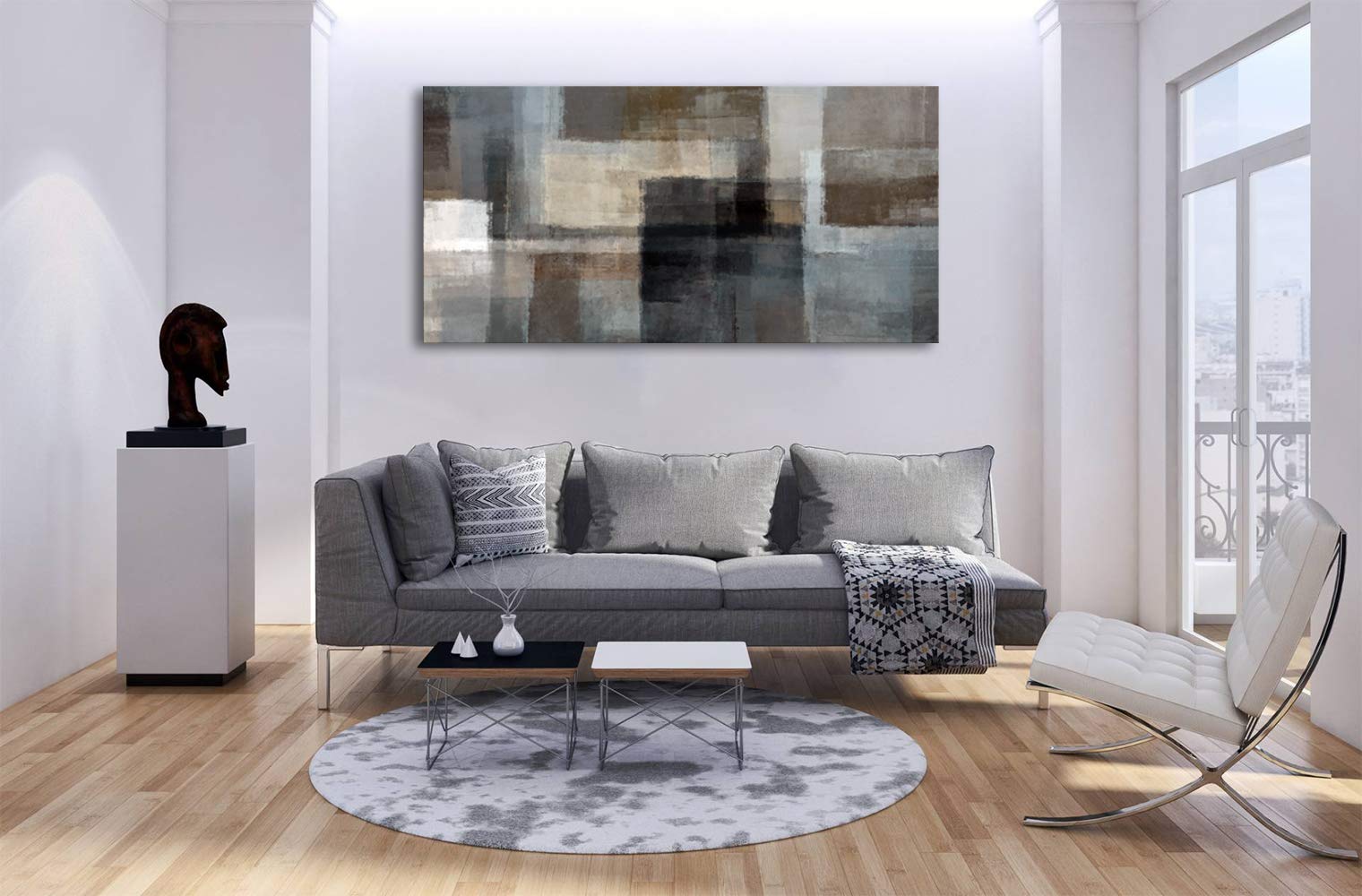 Cao Gen Decor Art A62475 Canvas Prints Abstract Wall Art Print Paintings Grey and Brown Home Decor Framed Ready to hang for Living Room Bedroom and Office Home Kitchen Artwork