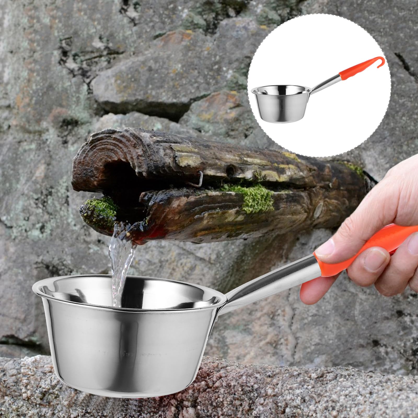 Toddmomy Water Ladle With Handle Stainless Steel Bath Water Ladle Dipper Metal Camping Water Scoop Garden Watering Cup Shampoo L