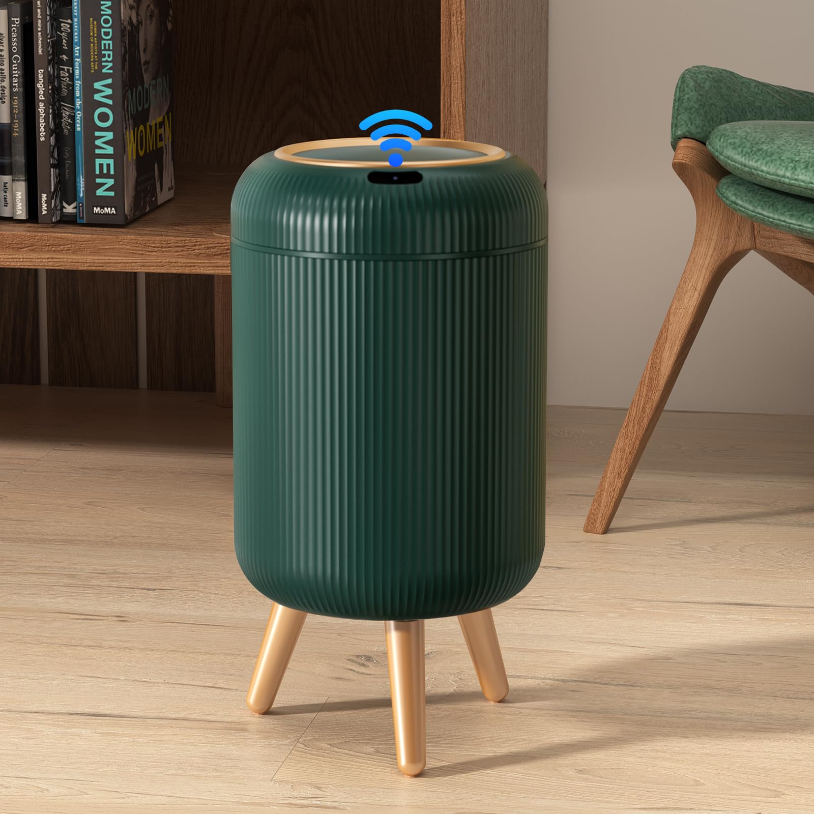 Onlcuk Smart Touchless Bathroom Trash Can, 3 Gallon / 11L Automatic Motion Sensor Garbage Can With Lid Electric Small Mini Trash