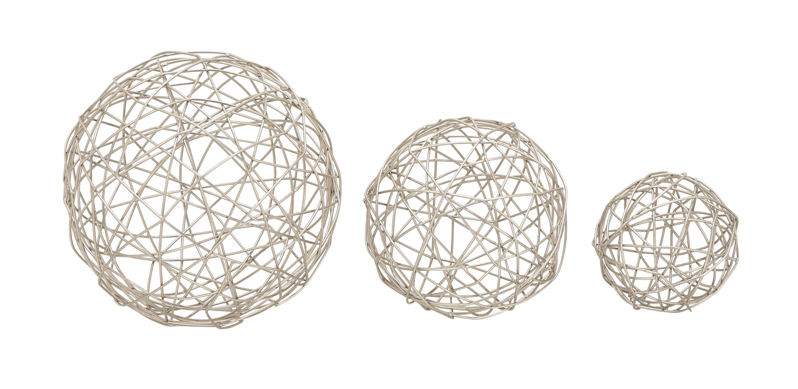 Deco 79 Contemporary Metal Geometric Sculpture, Set of 3 8, 6, 4D, Silver