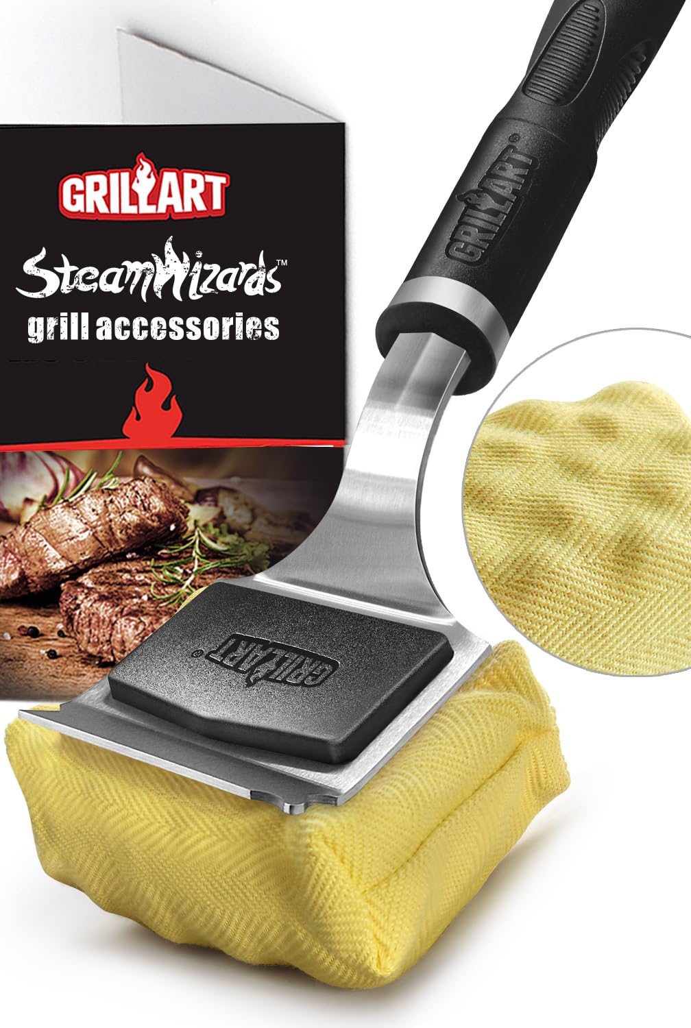 Grillart Grill Brush For Outdoor Grill Bristle Free - Reinforced Grill Cleaner Scraper Bbq Brush - Replaceable Head Barbecue Gri