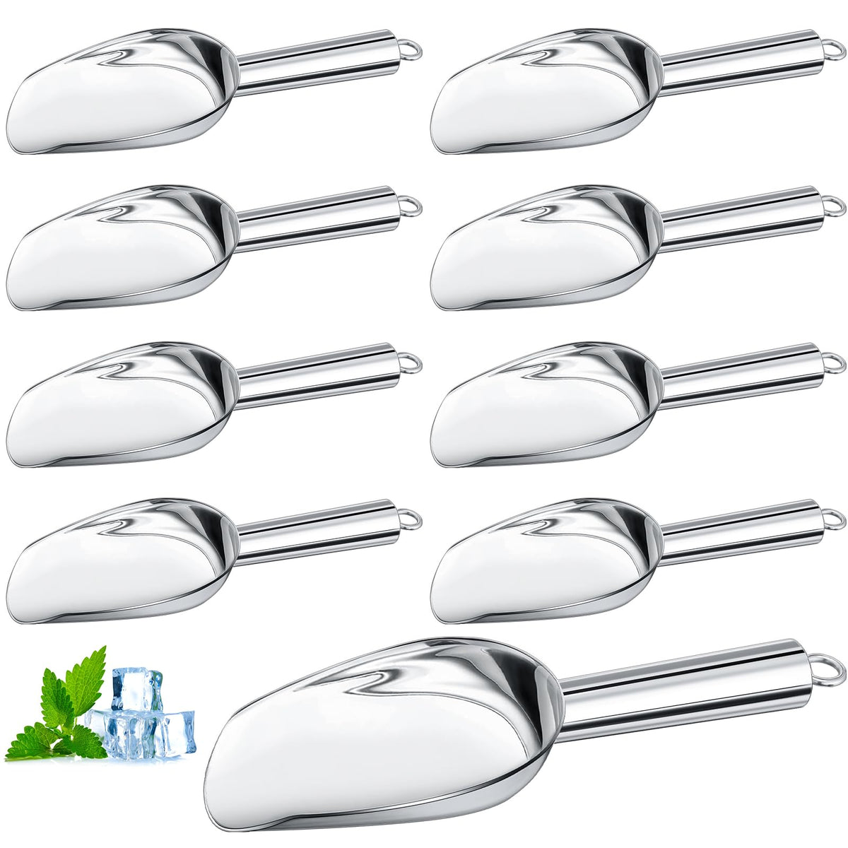 8 Pcs Metal Ice Scoop 6 Oz Stainless Steel Ice Scooper For Ice Maker Kitchen Freezer Bar Wedding Party Small Scoops For Pet Anim