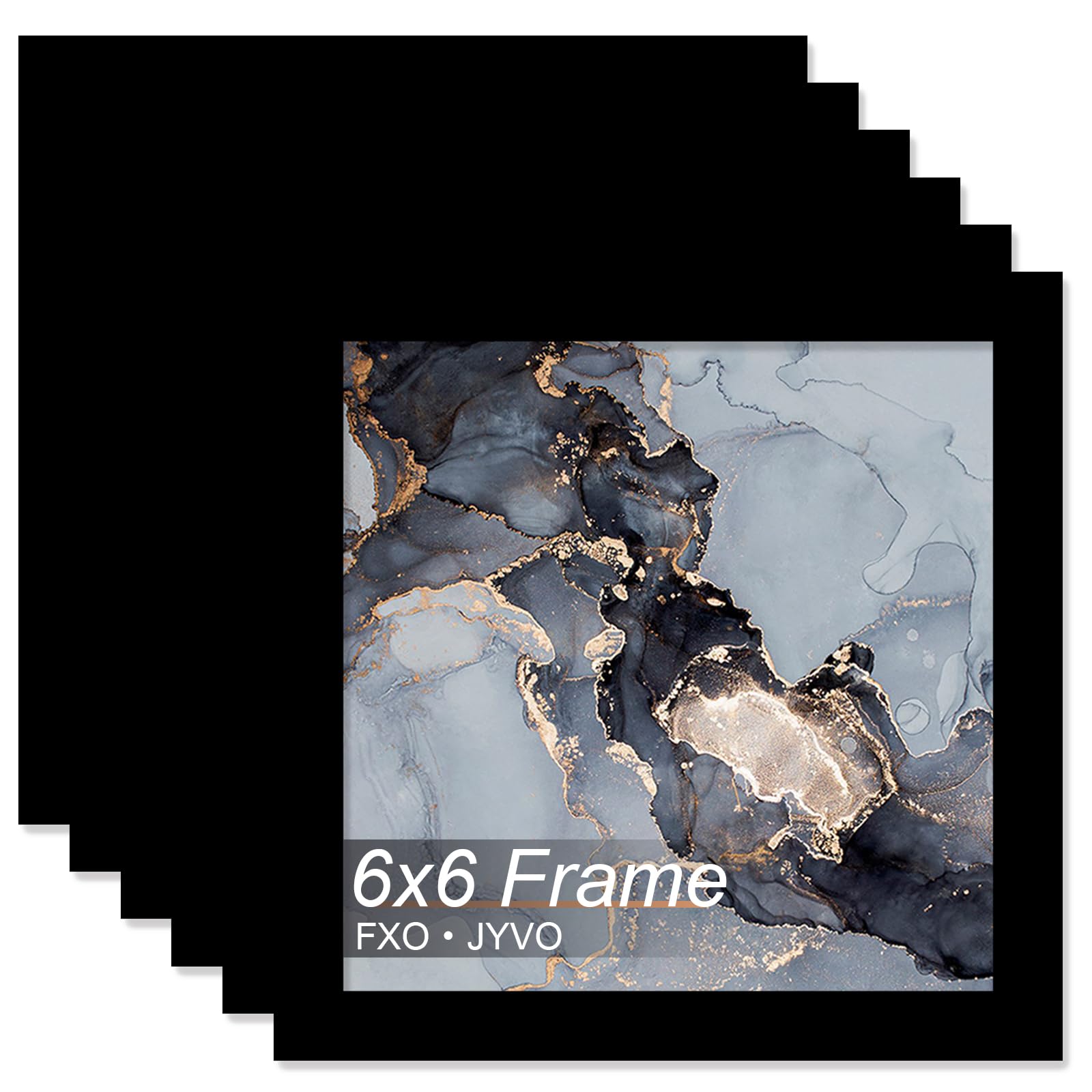 Fxojyvo 6x6 Frame Set of 6, Black Picture Frame for 6 x 6 Square Picture Poster Photo, Light Weight and High Transparent 6 by 6 
