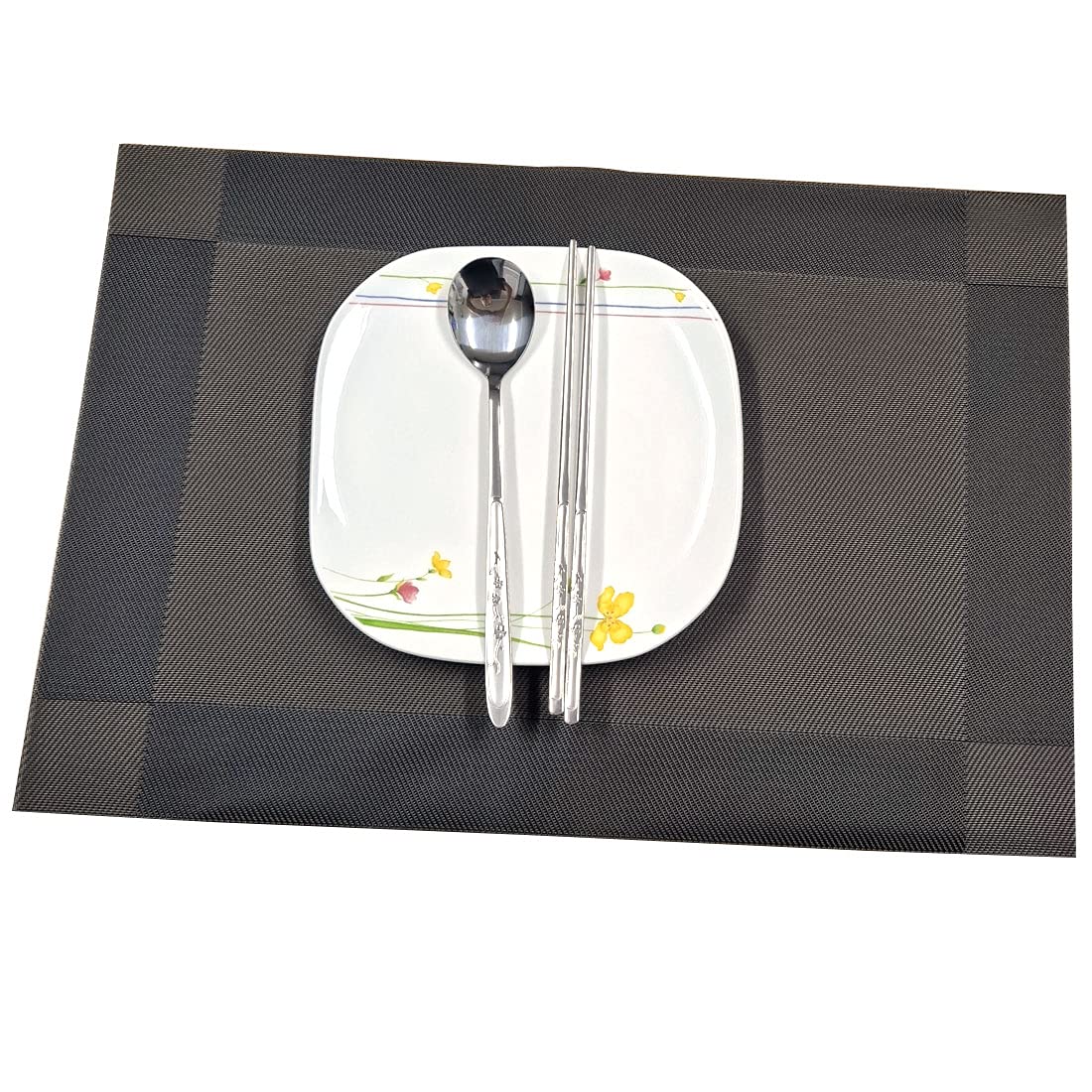 GARASANI Korean Traditional Cutlery Stainless Steel Spoons and Chopsticks Set (Silver Plum blossom)