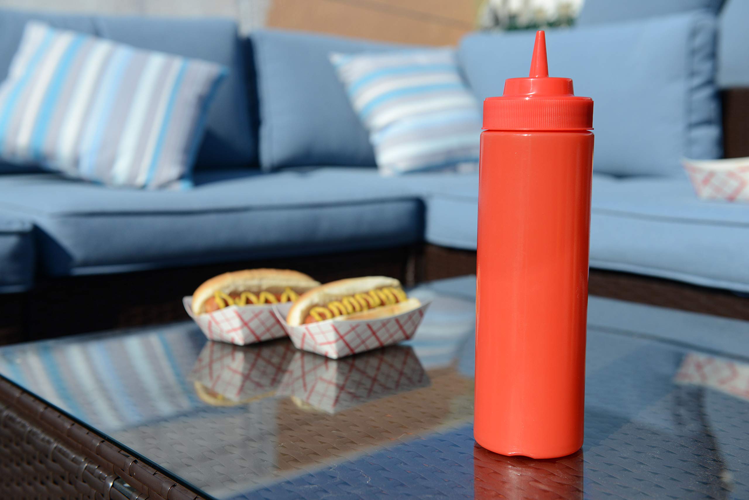 [2 Pack] 24 Oz Red Plastic Condiment Squeeze Bottles Squirt Bottle For Sauces, Dressing, Arts And Crafts, Ketchup, Mustard, Oil,