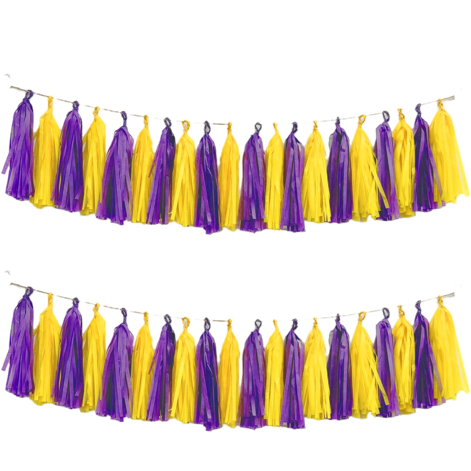 Purple Yellow Tassel Garland,Tissue Tassel Banner for Basketball Sport Theme Party Birthday, Graduation Decorations,Party Suppli