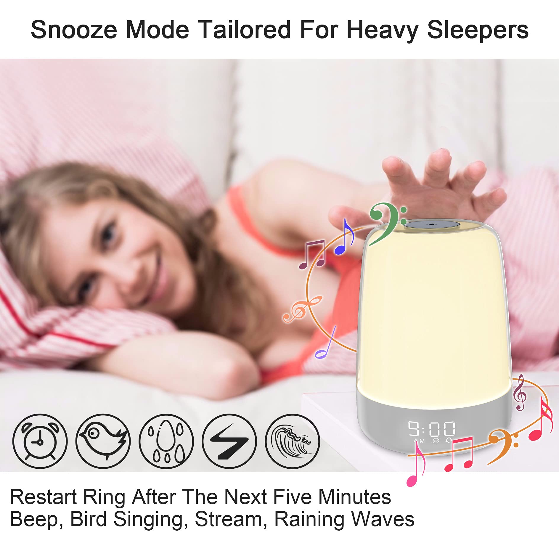 winshine Touch Wake Up Night Light with Sunrise Simulation Alarm Clock  3 Ways Dimmable Warm White Bedside Lamp for Kid Bedrooms RGB Ambient Table Nightstand Light Sleep Aid Snooze Timer Mode