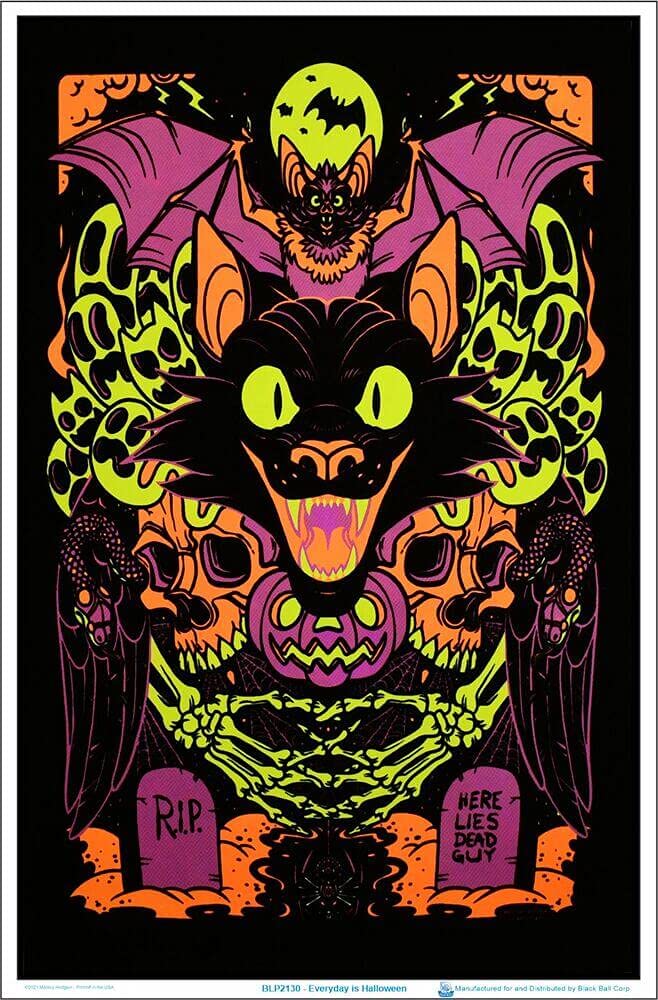 Every Day Is Halloween Blacklight Poster - Authentic Blacklight-Reactive Flocked Material - 23'' X 35''