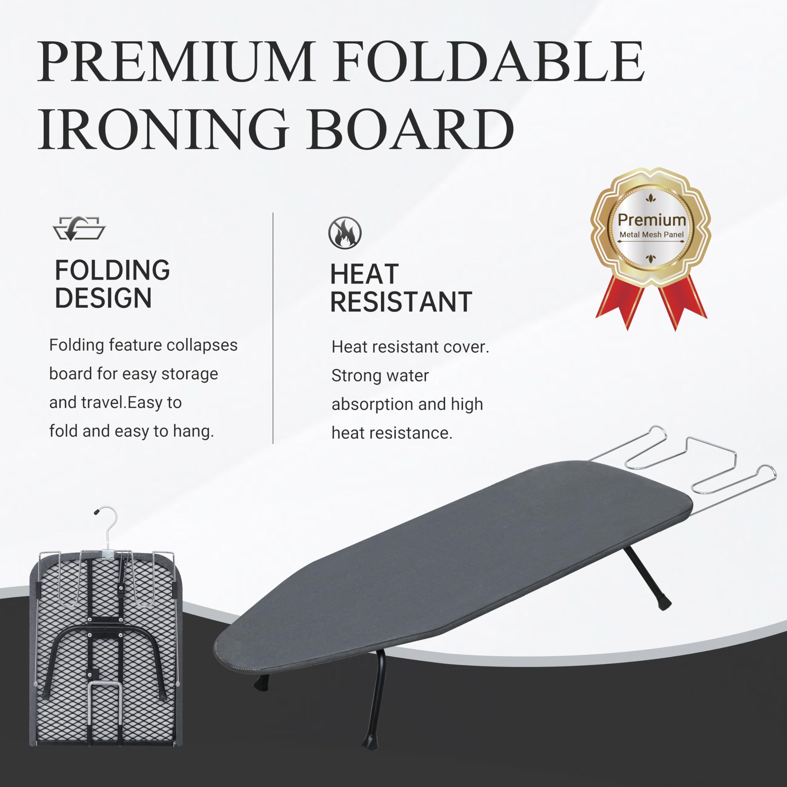 Zoes Homeware Metal Mesh Panel Tabletop Ironing Board | Foldable Iron Board | Heavy Duty Small Iron Board With Heat Resistant Co