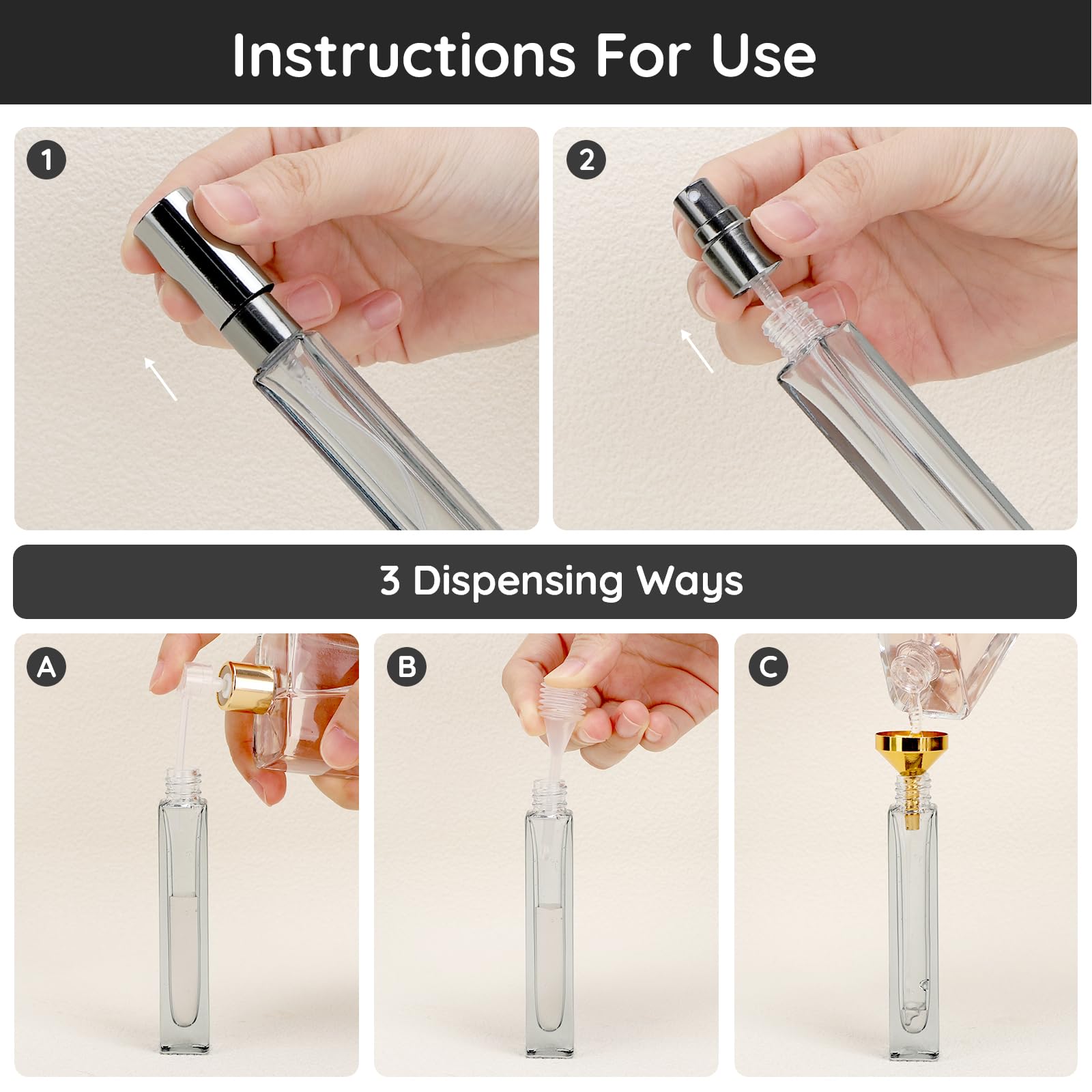Segbeauty Glass Perfume Bottle Set, 5 Pack Of 10Ml Portable Perfume Travel Refillable, Empty Atomizer Sprayer For Perfume Cologn