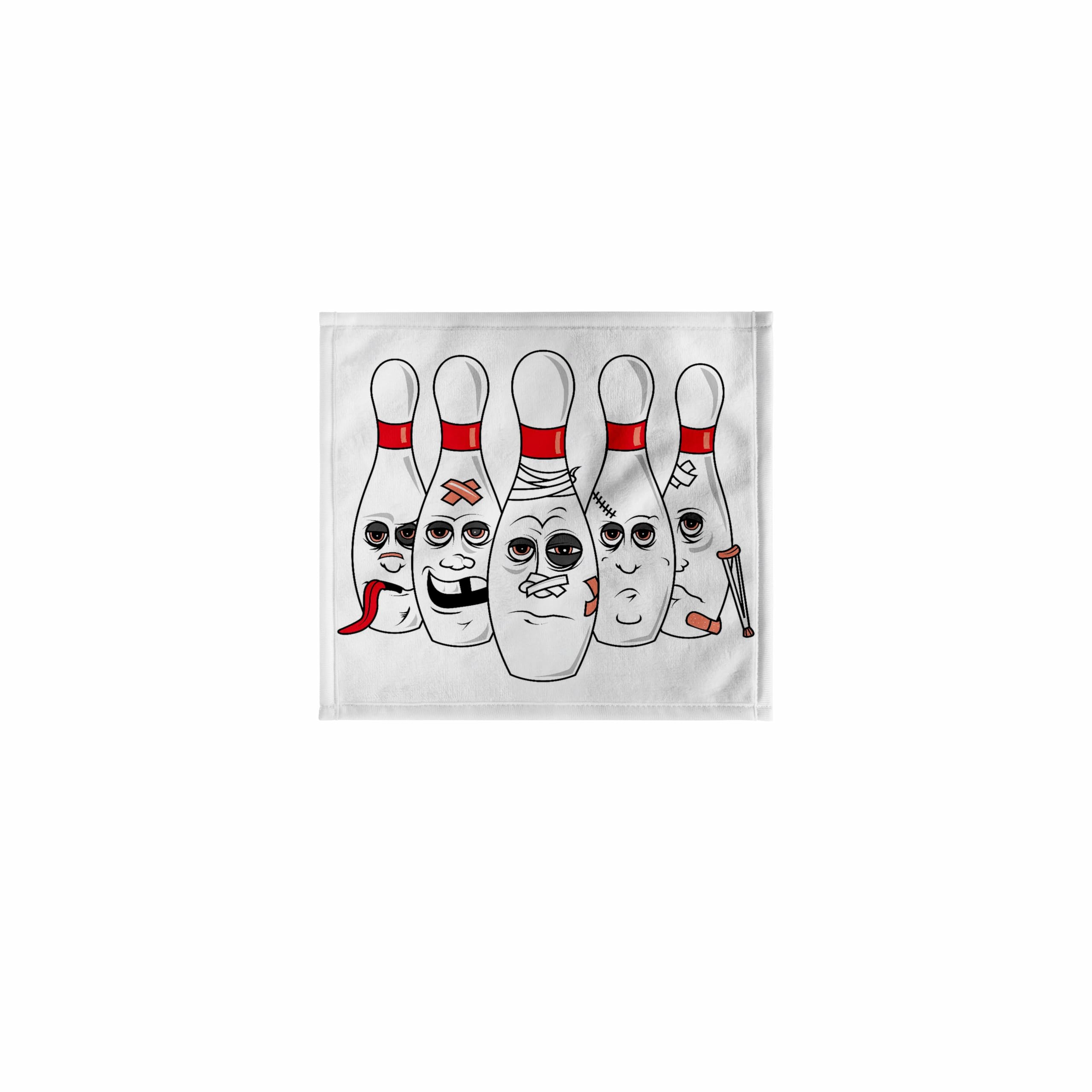 3Drose - Dooni Designs Sports And Hobbies Designs - Funny Busted Up Injured Bowling Pins Cartoon Sports Design - Towels (Twl-116