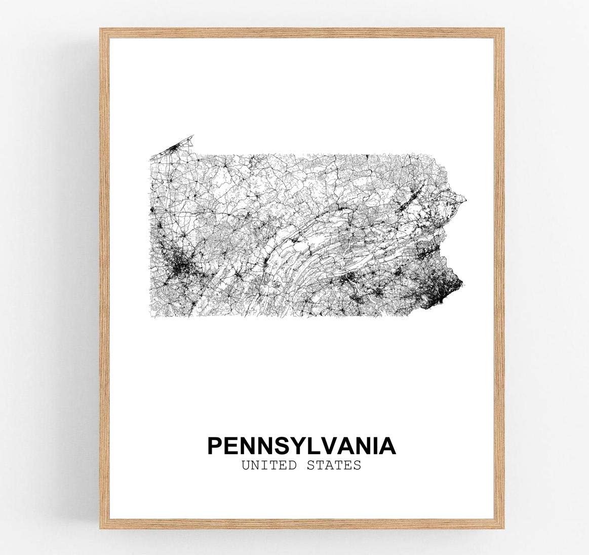 Eleville 11X14 Unframed Pennsylvania United States Country View Abstract Road Modern Map Art Print Poster Wall Office Home Decor